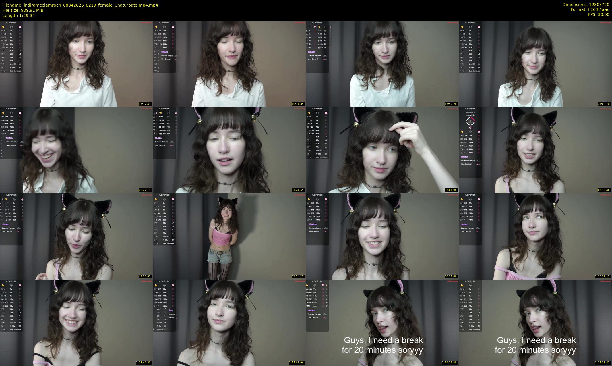 indiramcclamroch — 90 minute Chaturbate female cam show recording, 720p, Apr 8, 2026