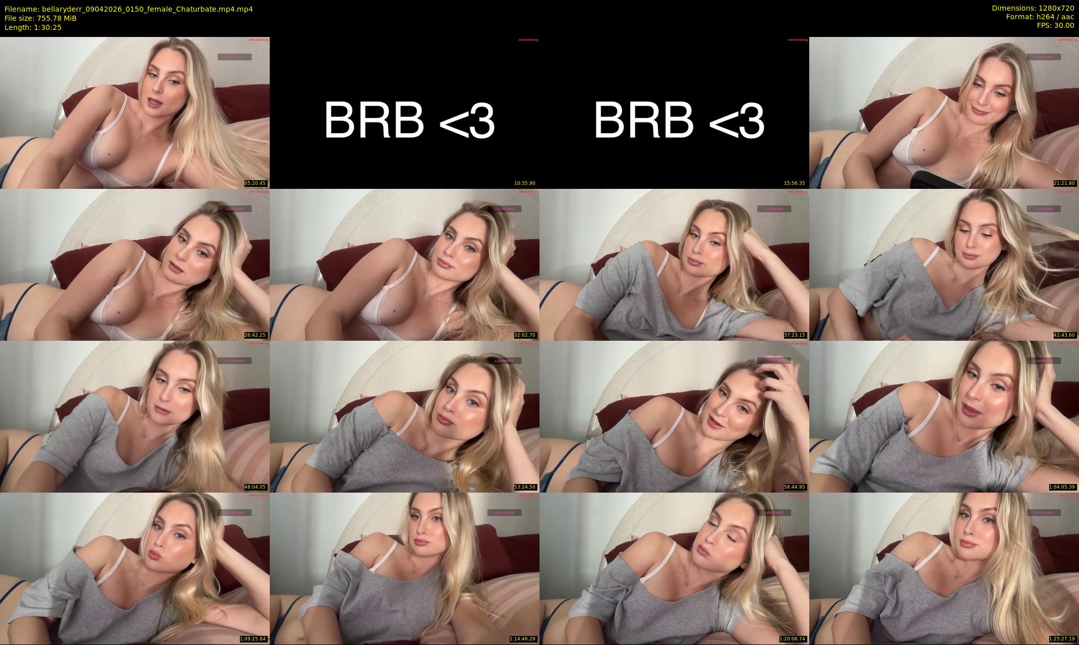 bellaryderr — 91 minute Chaturbate female cam show recording, 720p, Apr 9, 2026