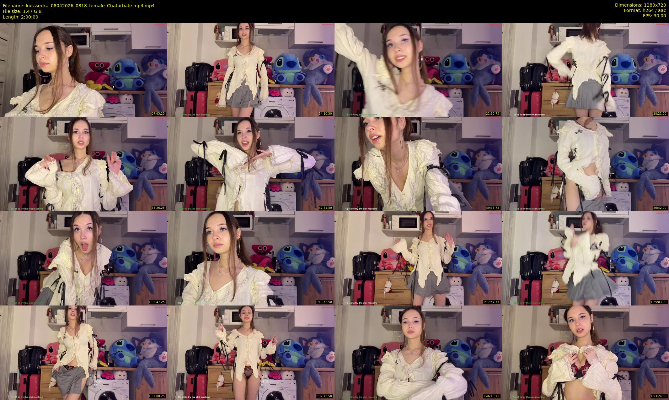 kusssecka — 120 minute Chaturbate female cam show recording, 720p, Apr 8, 2026