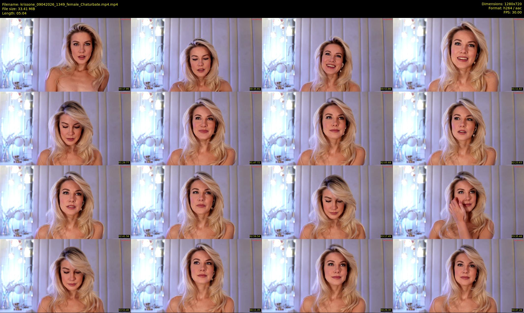 krissone — 6 minute Chaturbate female cam show recording, 720p, Apr 9, 2026