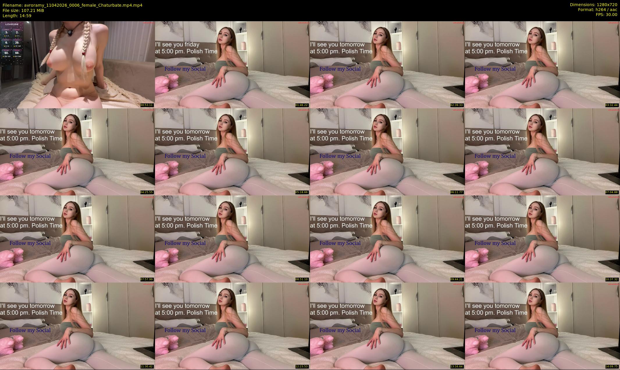 avroramy — 15 minute Chaturbate female cam show recording, 720p, Apr 11, 2026
