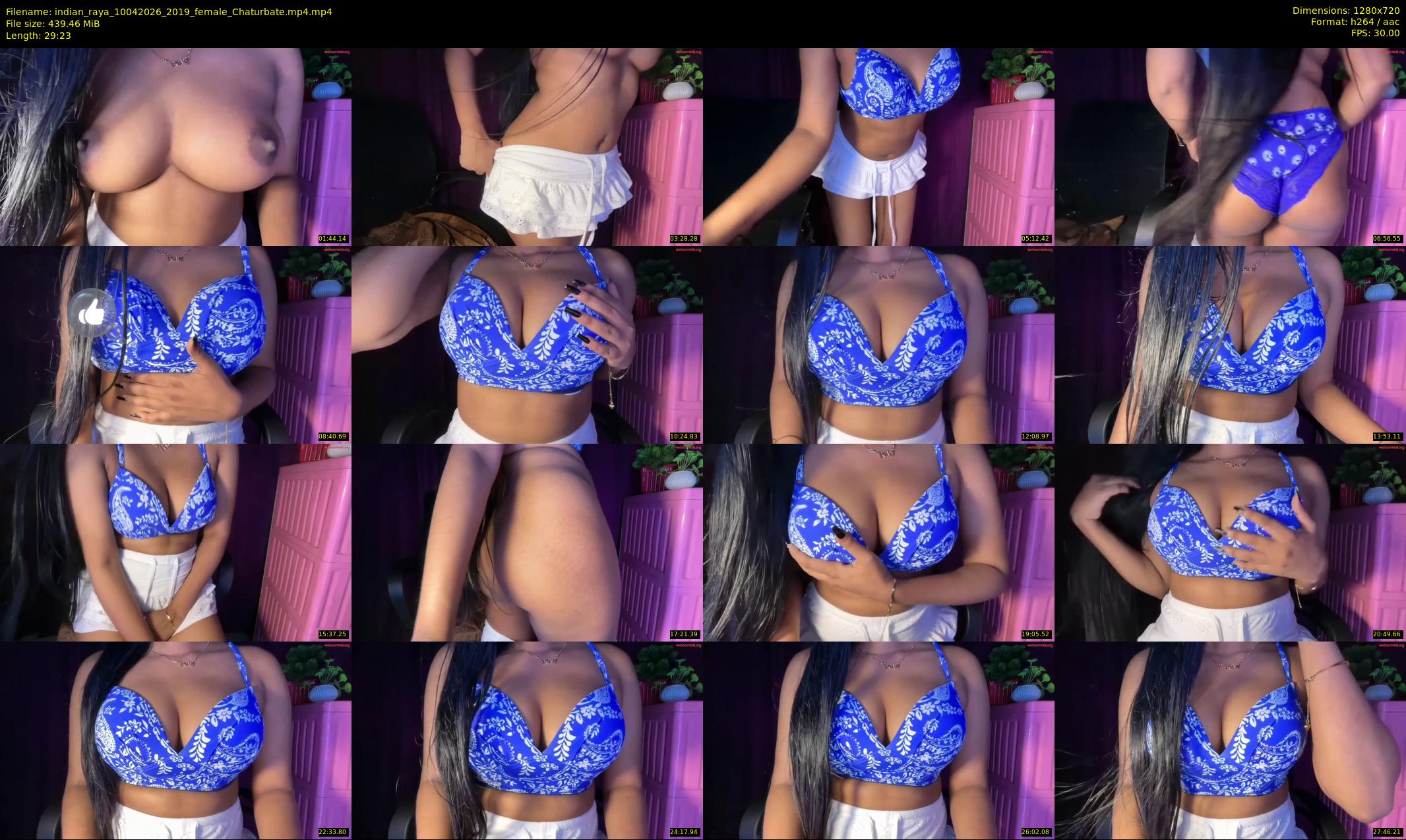 indian_raya — 30 minute Chaturbate female cam show recording, 720p, Apr 10, 2026