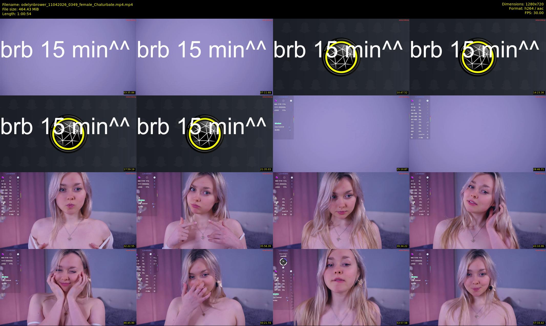 odelynbrower — 61 minute Chaturbate female cam show recording, 720p, Apr 11, 2026