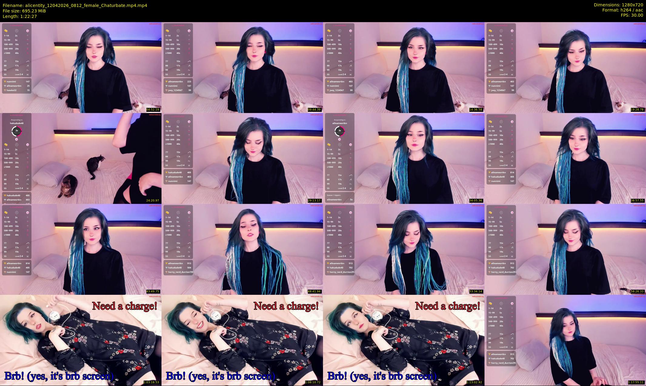 alicentity — 83 minute Chaturbate female cam show recording, 720p, Apr 12, 2026