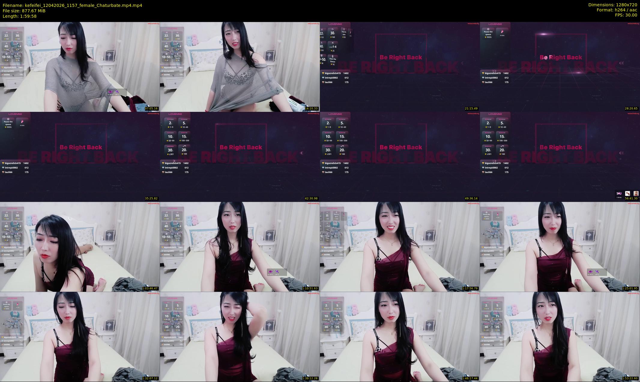 kefeifei — 120 minute Chaturbate female cam show recording, 720p, Apr 12, 2026