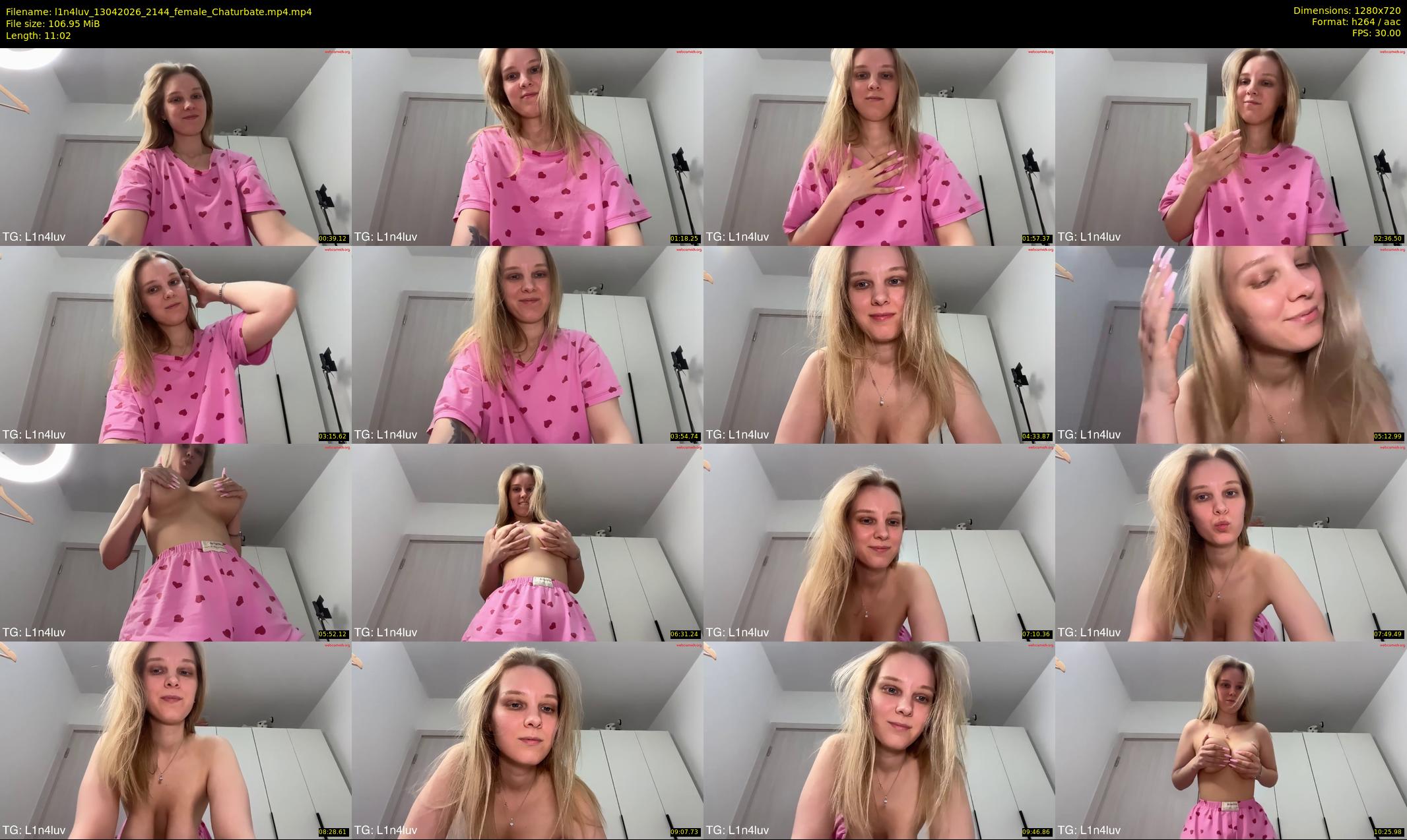 l1n4luv — 12 minute Chaturbate female cam show recording, 720p, Apr 13, 2026