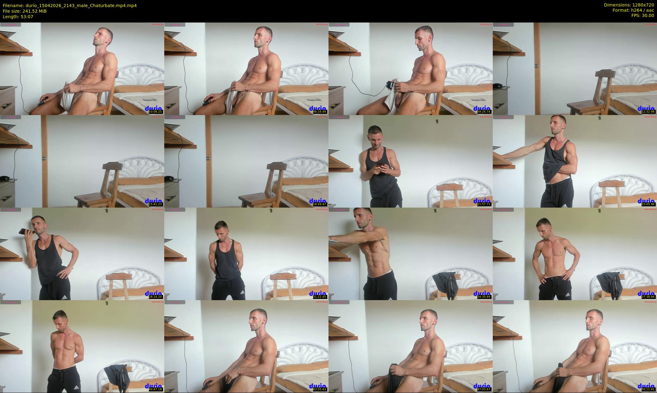 durio — 54 minute Chaturbate male cam show recording, 720p, Apr 15, 2026
