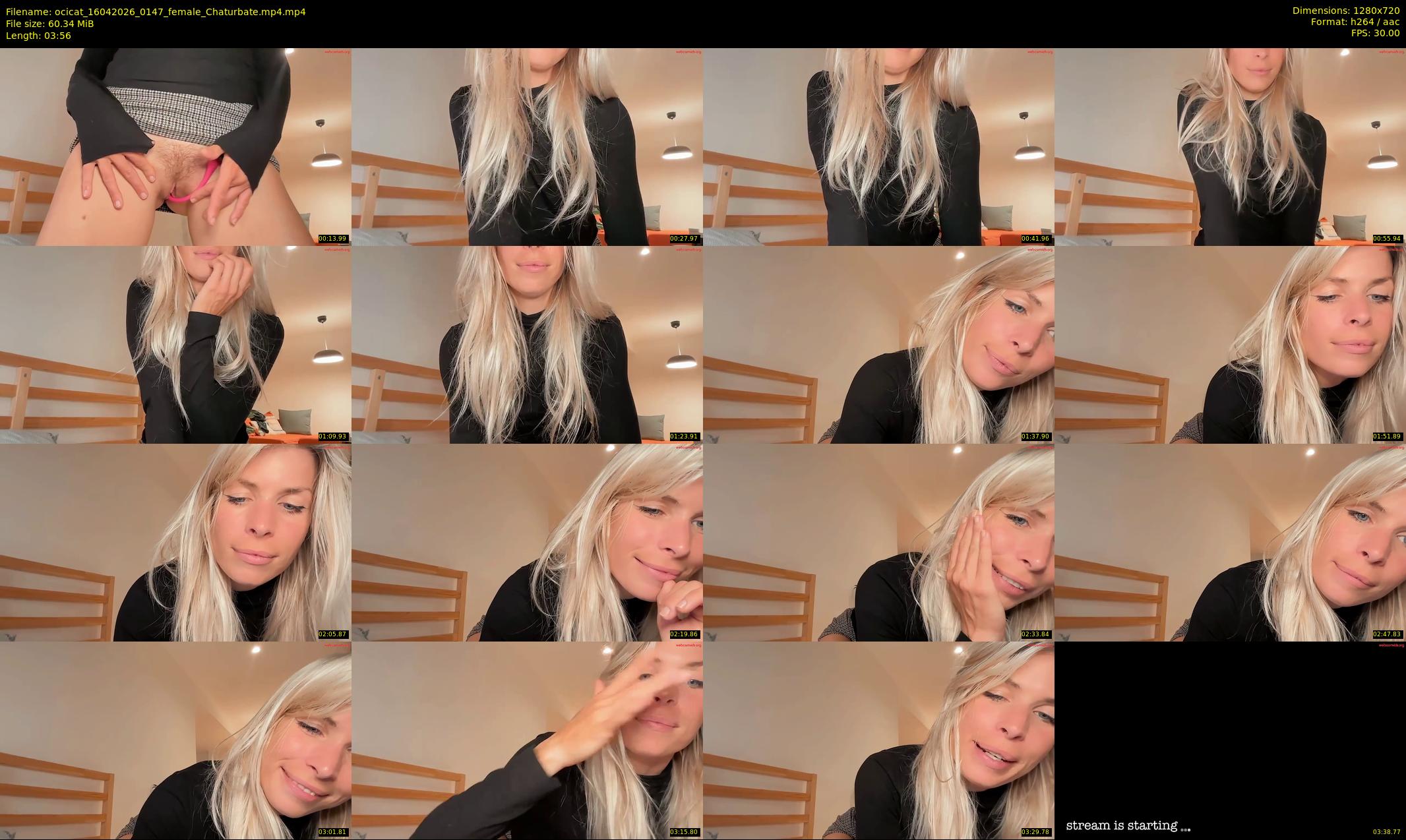 ocicat — 4 minute Chaturbate female cam show recording, 720p, Apr 16, 2026
