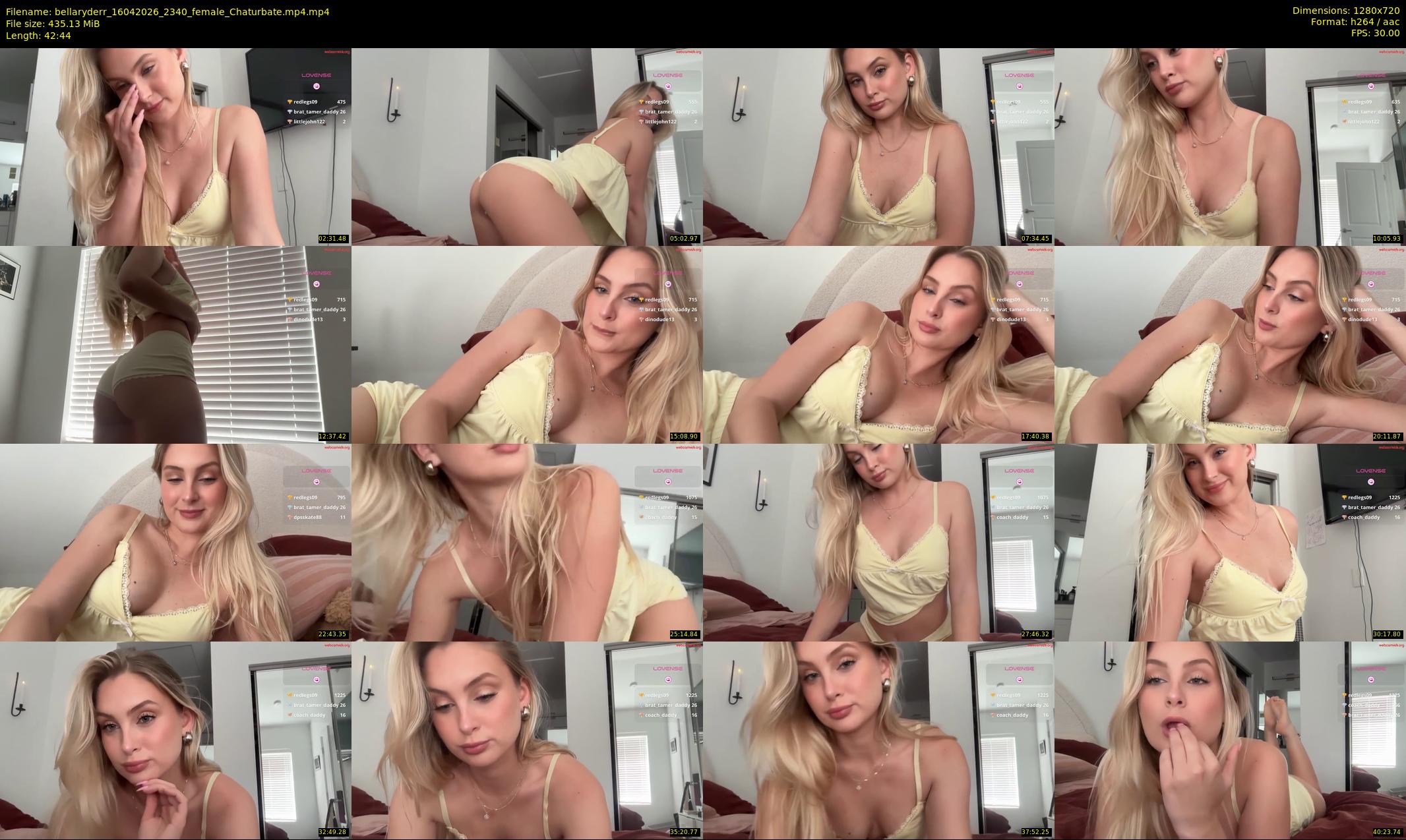 bellaryderr — 43 minute Chaturbate female cam show recording, 720p, Apr 16, 2026