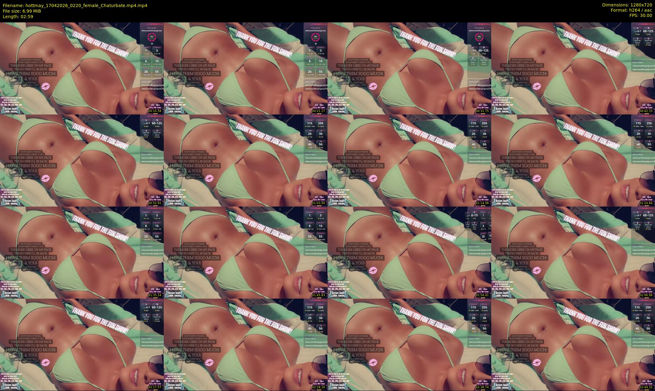 hottmay — 3 minute Chaturbate female cam show recording, 720p, Apr 17, 2026