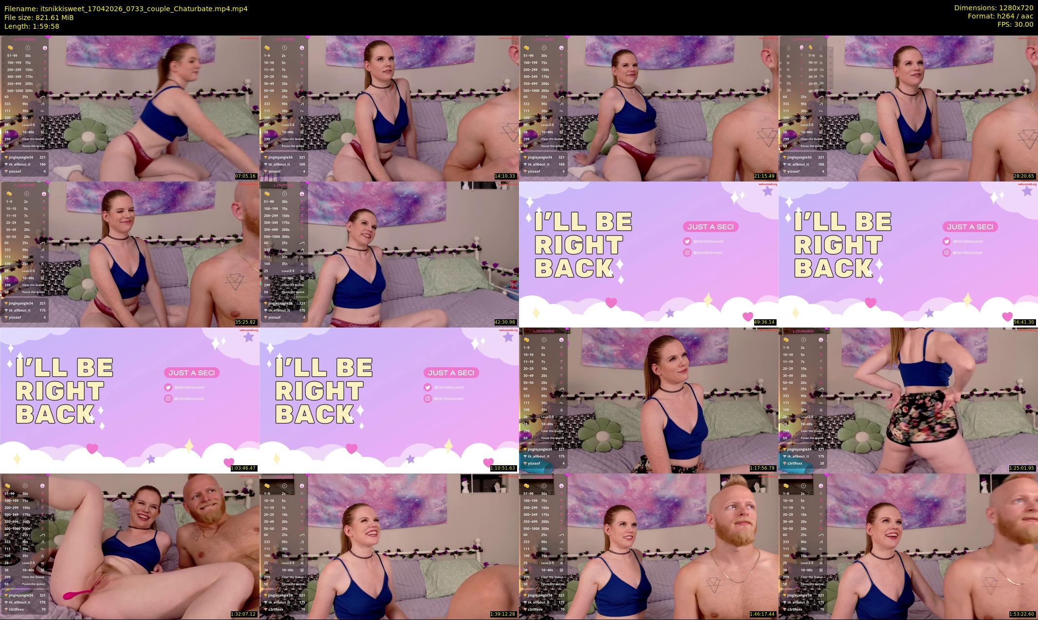 itsnikkisweet — 120 minute Chaturbate couple cam show recording, 720p, Apr 17, 2026