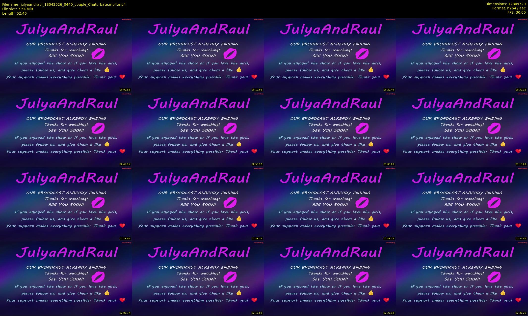 julyaandraul — 3 minute Chaturbate couple cam show recording, 720p, Apr 18, 2026