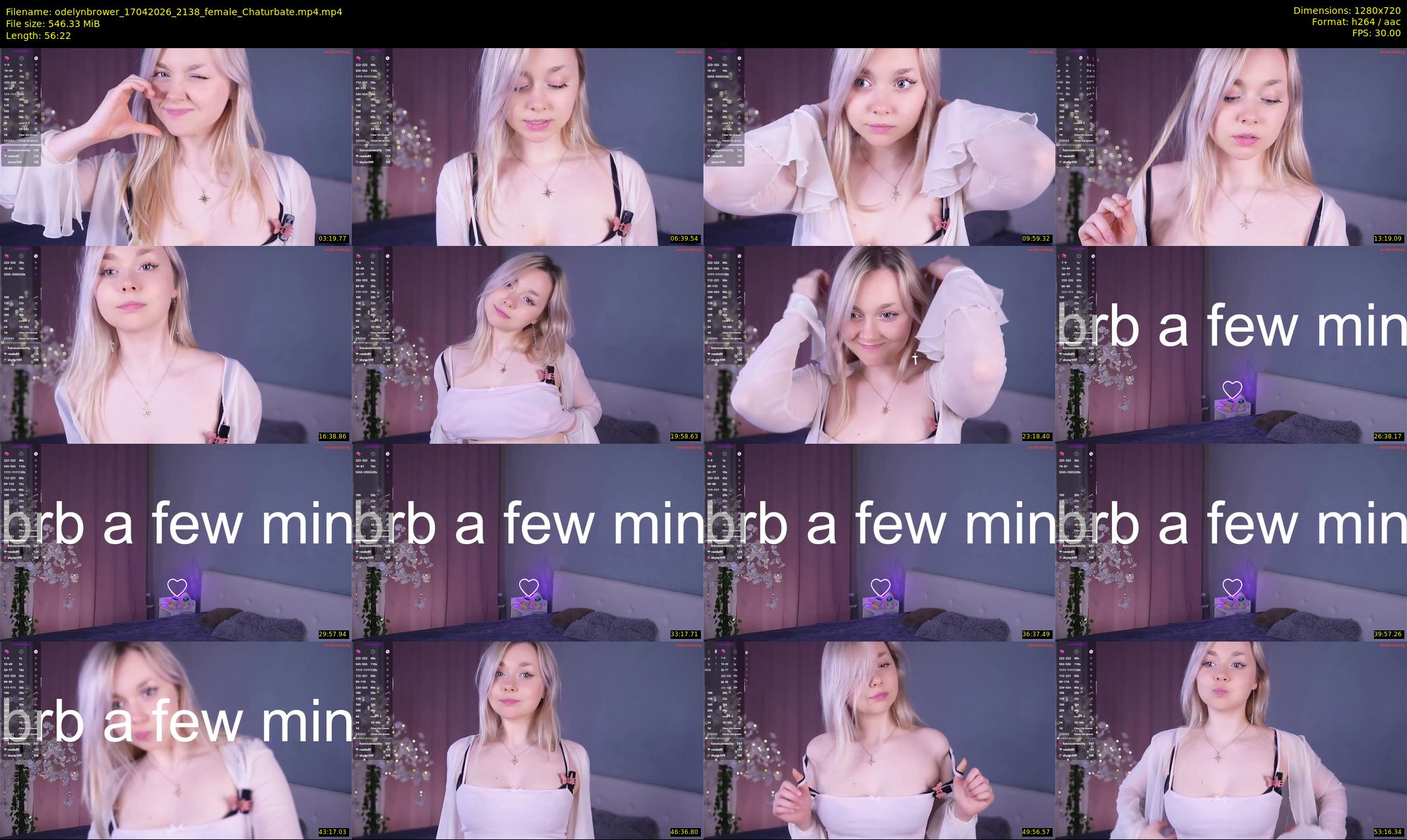 odelynbrower — 57 minute Chaturbate female cam show recording, 720p, Apr 17, 2026