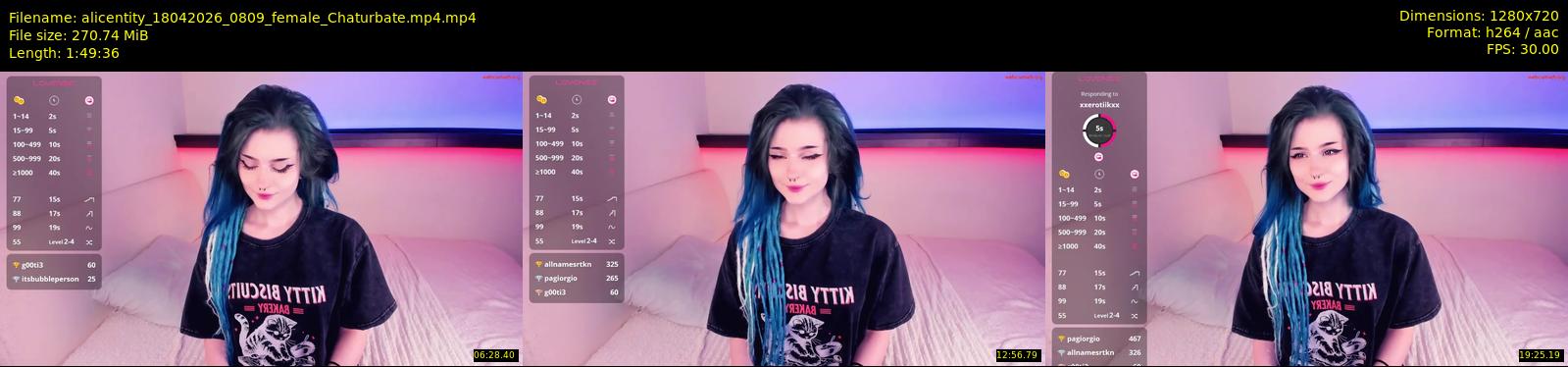 alicentity — 110 minute Chaturbate female cam show recording, 720p, Apr 18, 2026