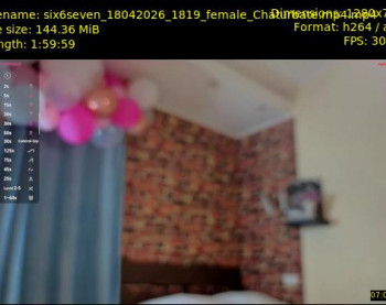 six6seven — 120 minute Chaturbate female cam show recording, 720p, Apr 18, 2026