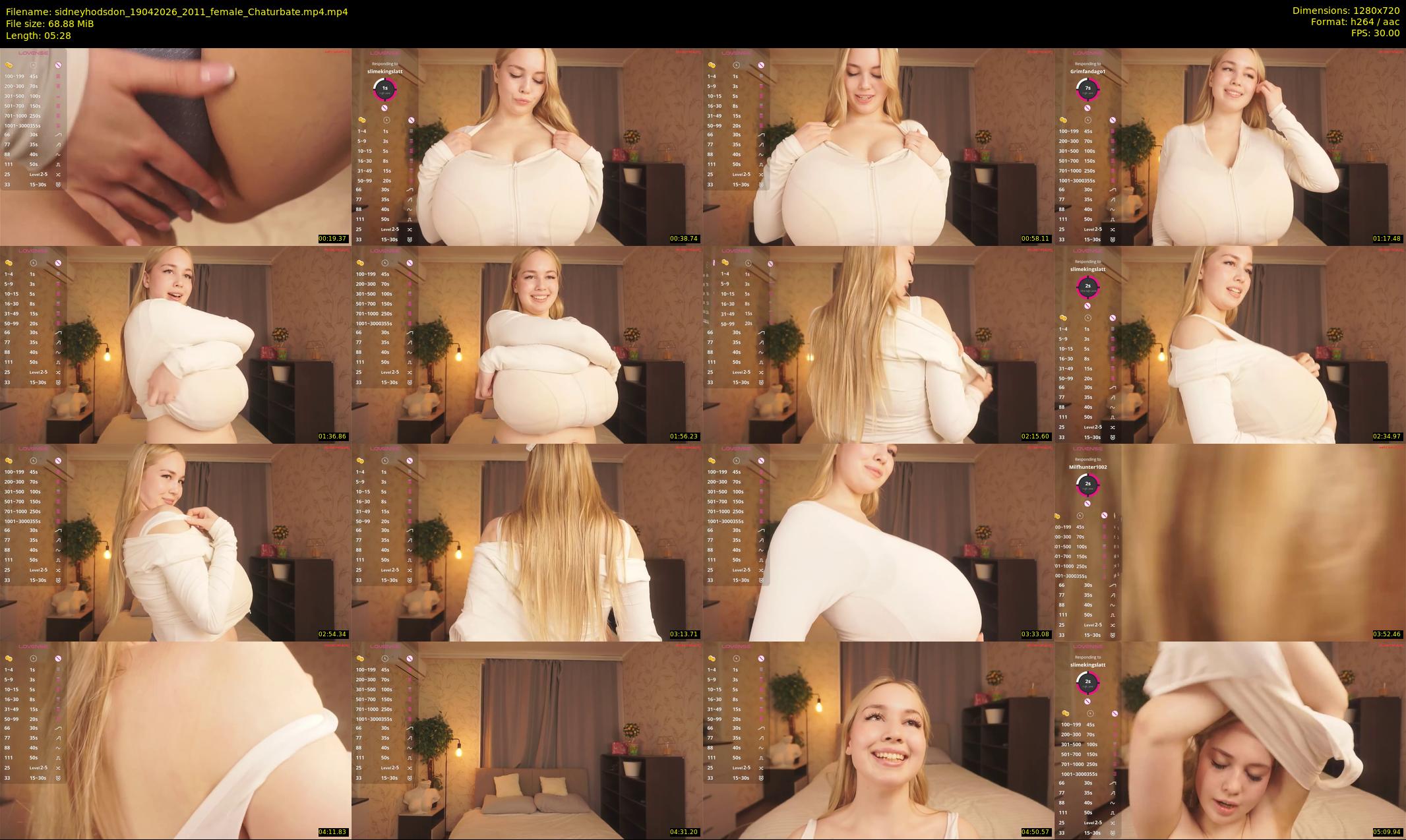 sidneyhodsdon — 6 minute Chaturbate female cam show recording, 720p, Apr 19, 2026