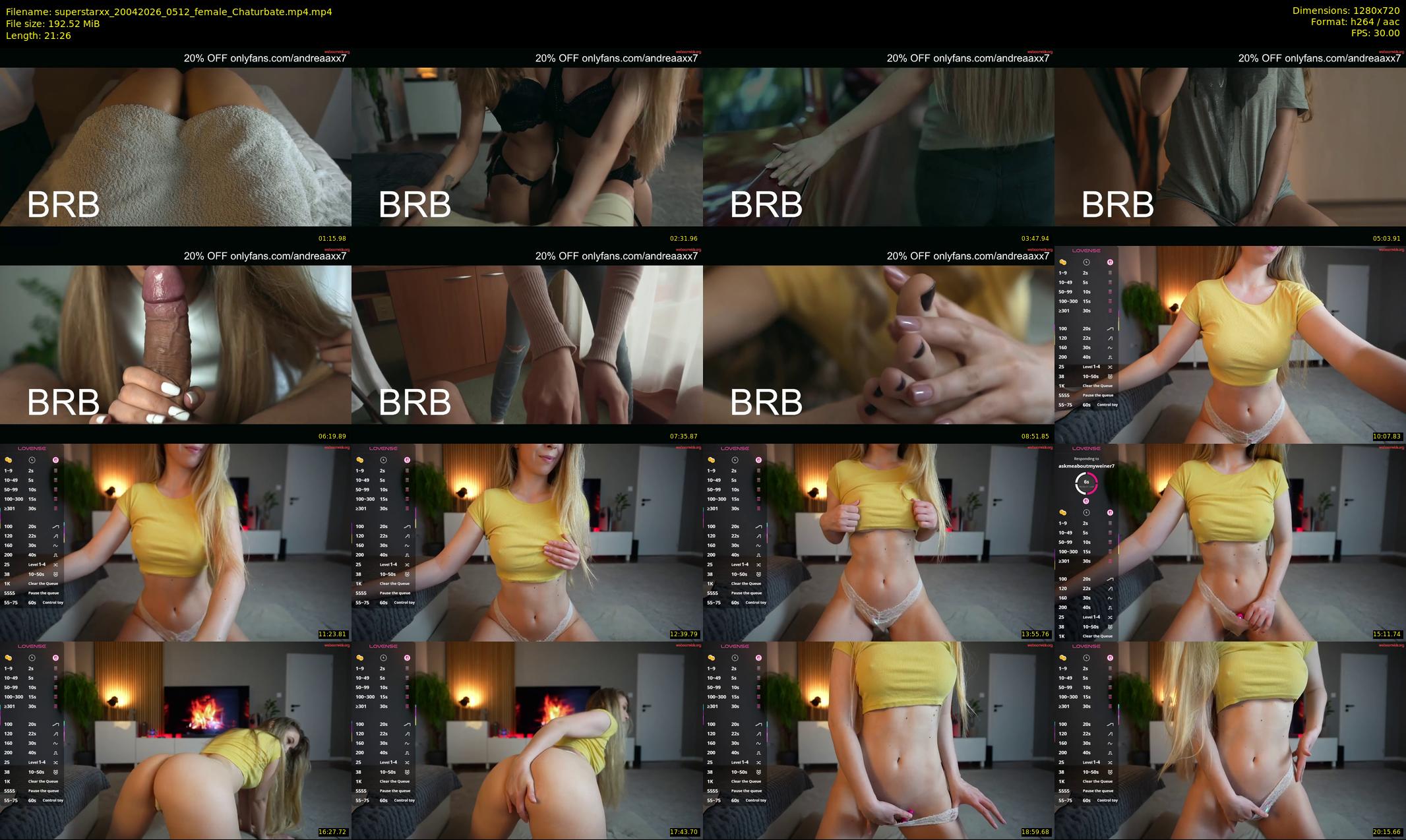 superstarxx — 22 minute Chaturbate female cam show recording, 720p, Apr 20, 2026