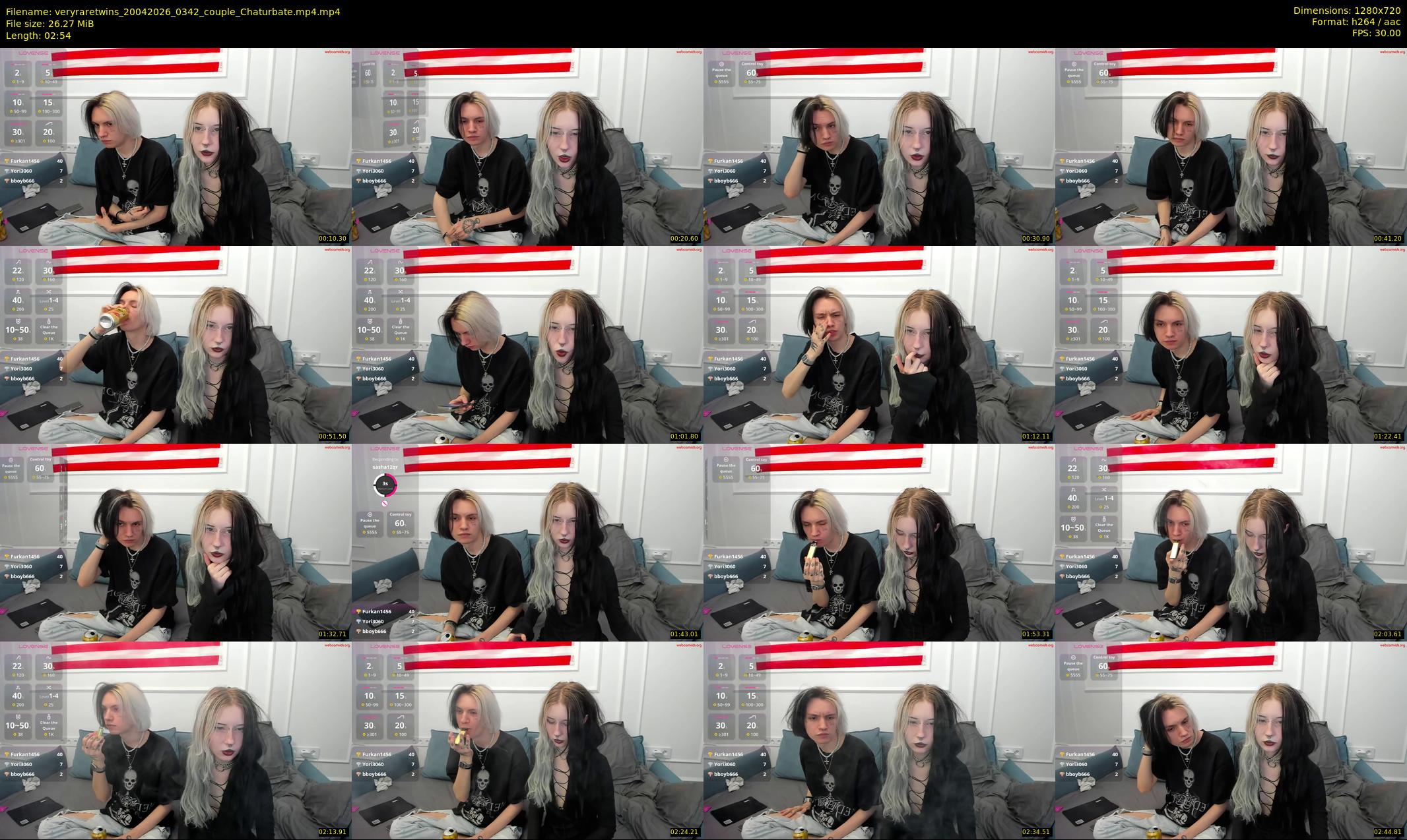 veryraretwins — 3 minute Chaturbate couple cam show recording, 720p, Apr 20, 2026