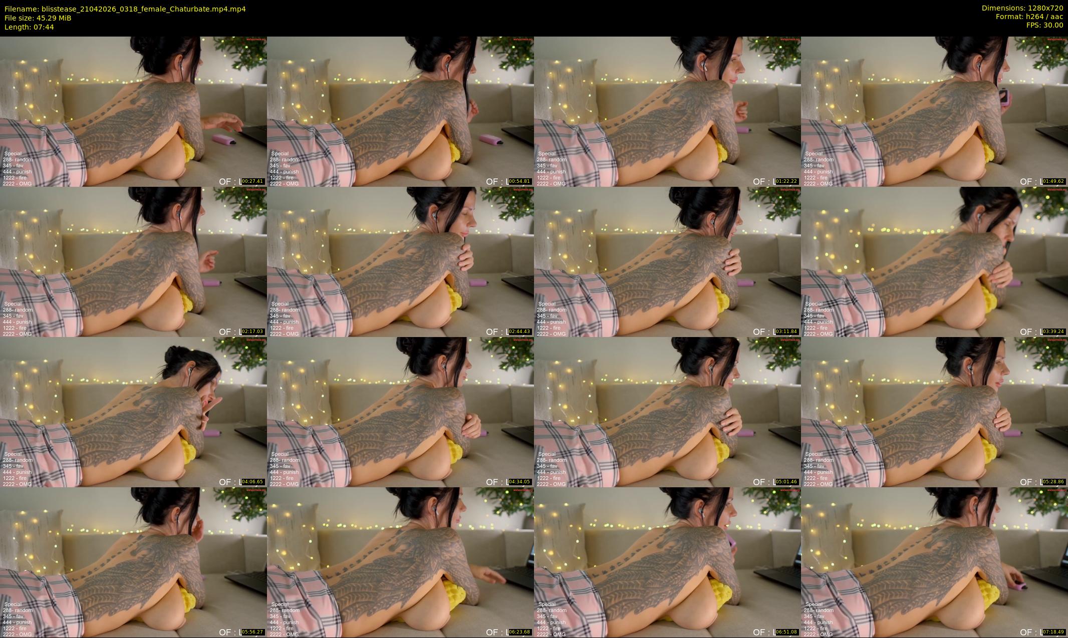 blisstease — 8 minute Chaturbate female cam show recording, 720p, Apr 21, 2026