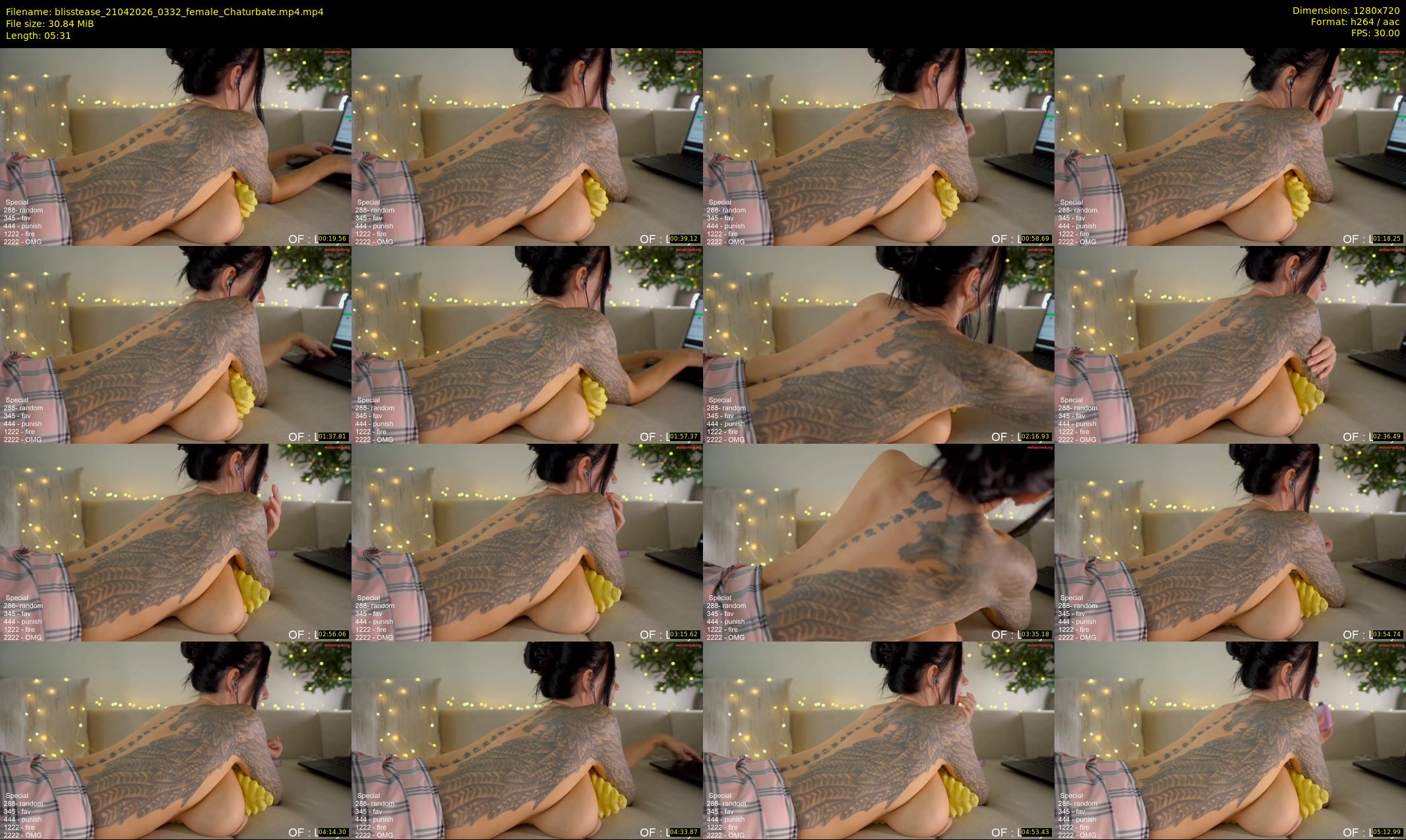 blisstease — 6 minute Chaturbate female cam show recording, 720p, Apr 21, 2026
