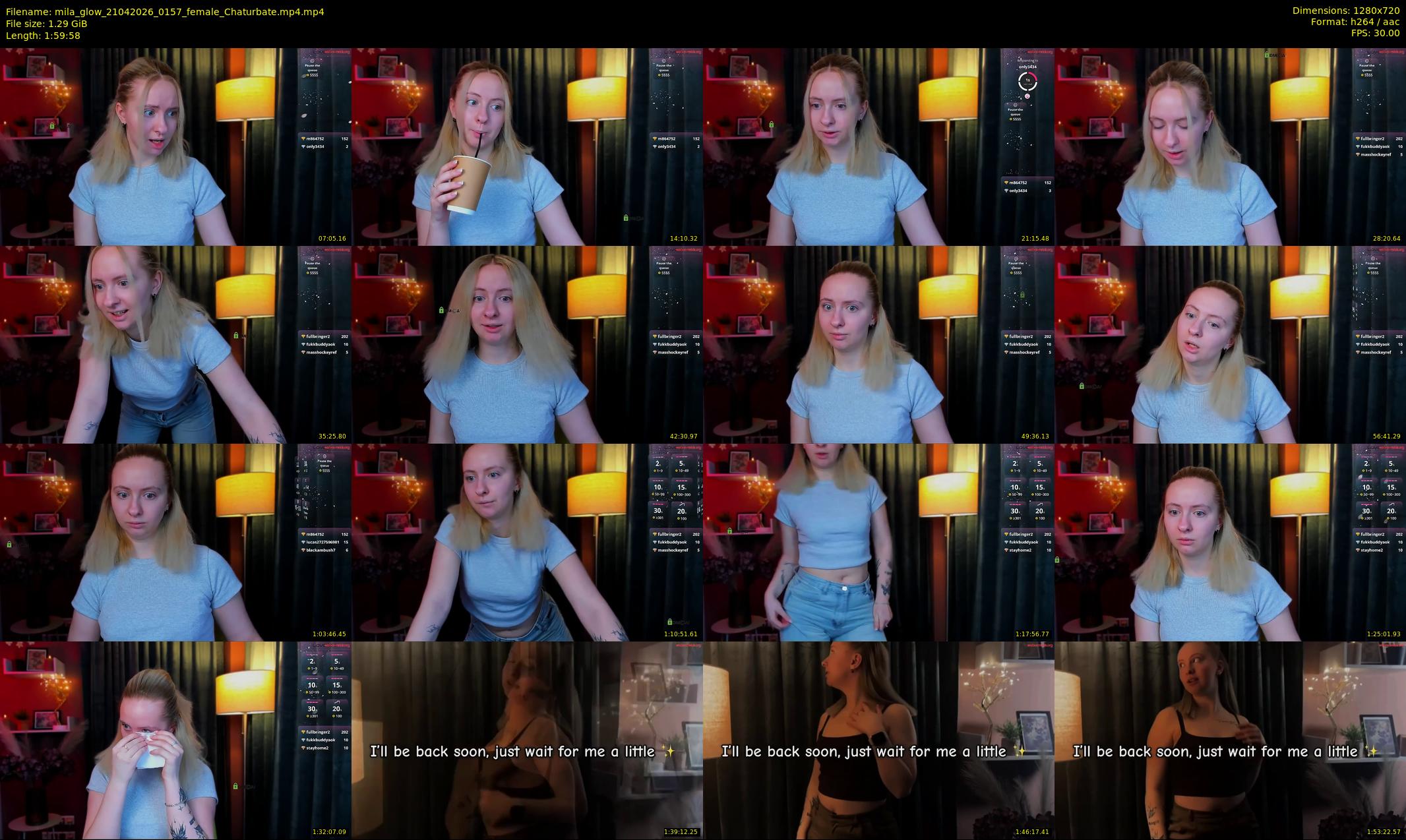 mila_glow — 120 minute Chaturbate female cam show recording, 720p, Apr 21, 2026
