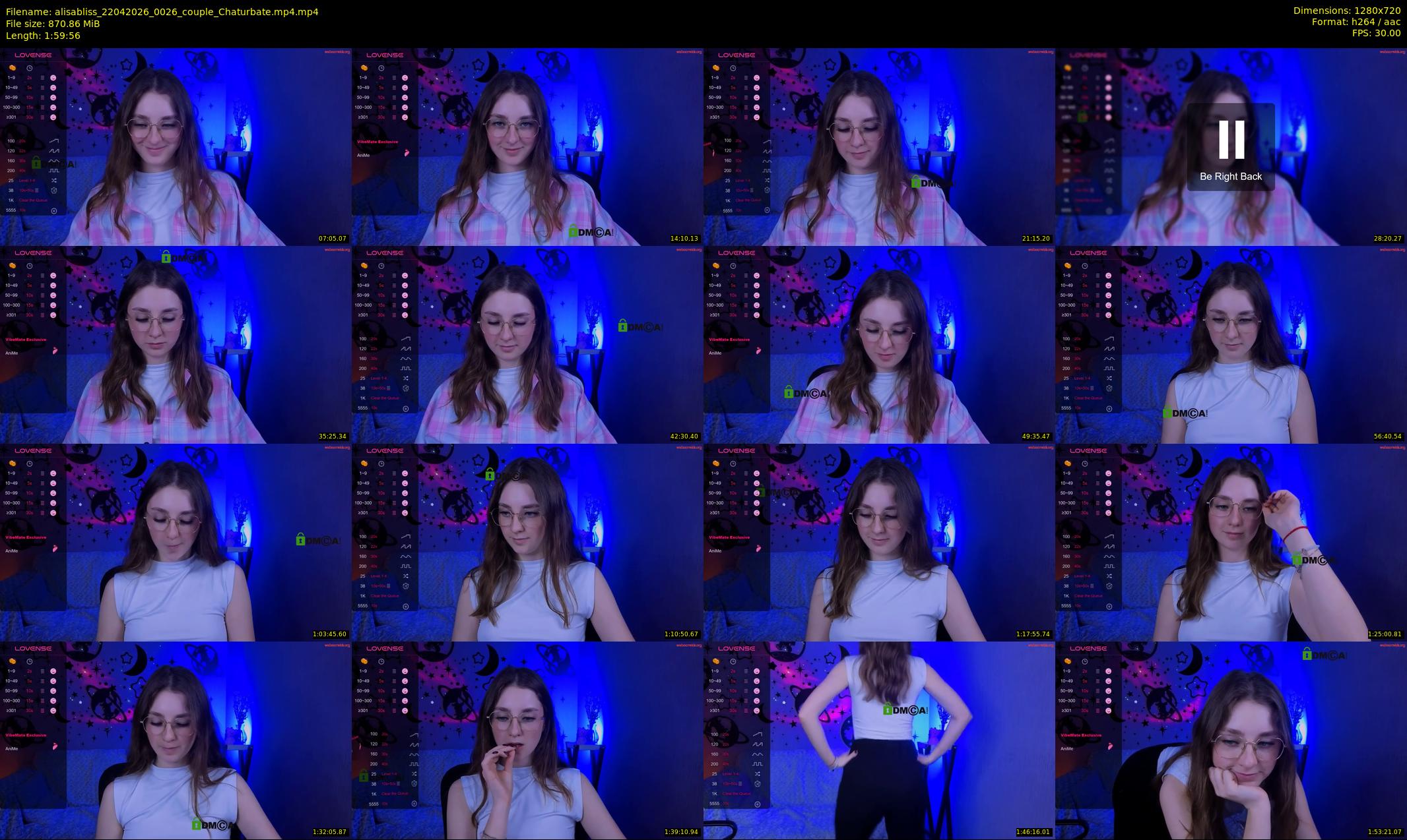 alisabliss — 120 minute Chaturbate female cam show recording, 720p, Apr 22, 2026