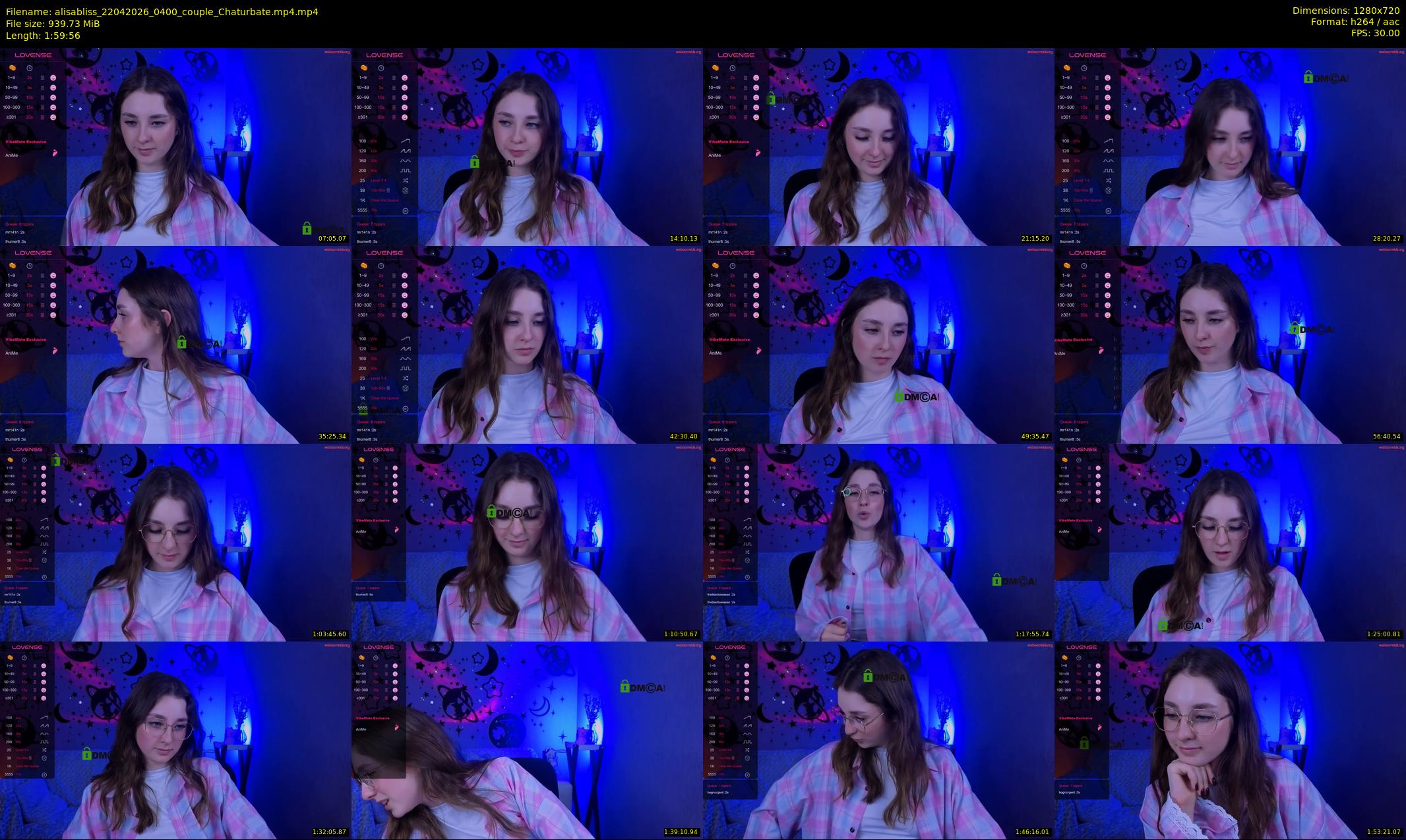 alisabliss — 120 minute Chaturbate female cam show recording, 720p, Apr 22, 2026