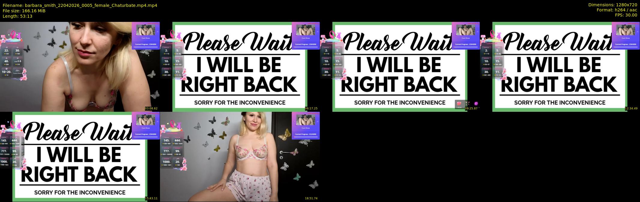 barbara_smith — 54 minute Chaturbate female cam show recording, 720p, Apr 22, 2026