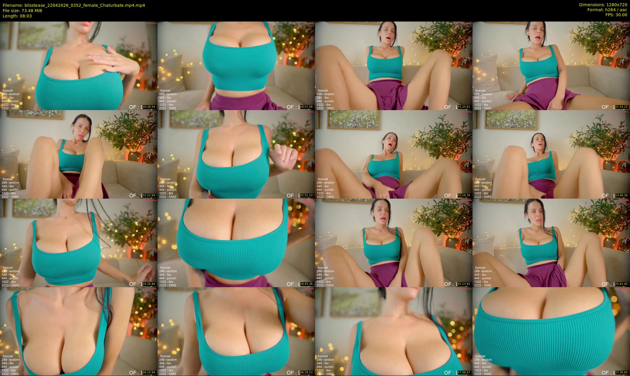 blisstease — 9 minute Chaturbate female cam show recording, 720p, Apr 22, 2026