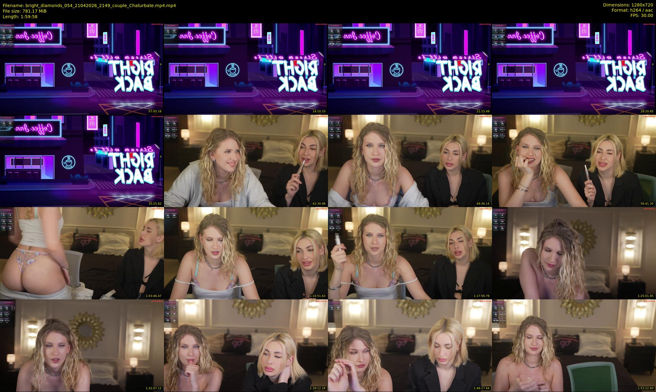 bright_diamonds_054 — 120 minute Chaturbate couple cam show recording, 720p, Apr 21, 2026
