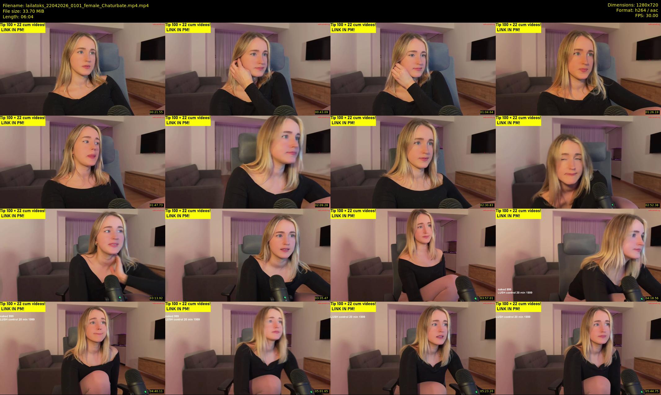 lailatoks — 7 minute Chaturbate female cam show recording, 720p, Apr 22, 2026