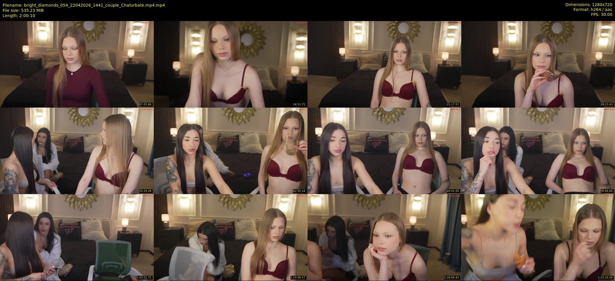 bright_diamonds_054 — 121 minute Chaturbate couple cam show recording, 720p, Apr 22, 2026