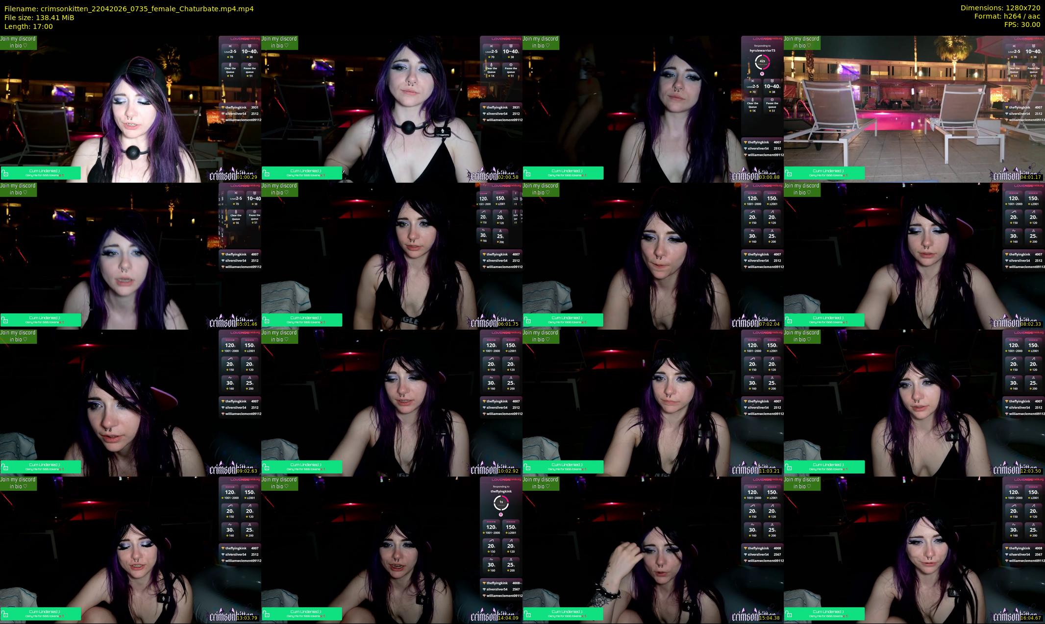 crimsonkitten — 17 minute Chaturbate female cam show recording, 720p, Apr 22, 2026