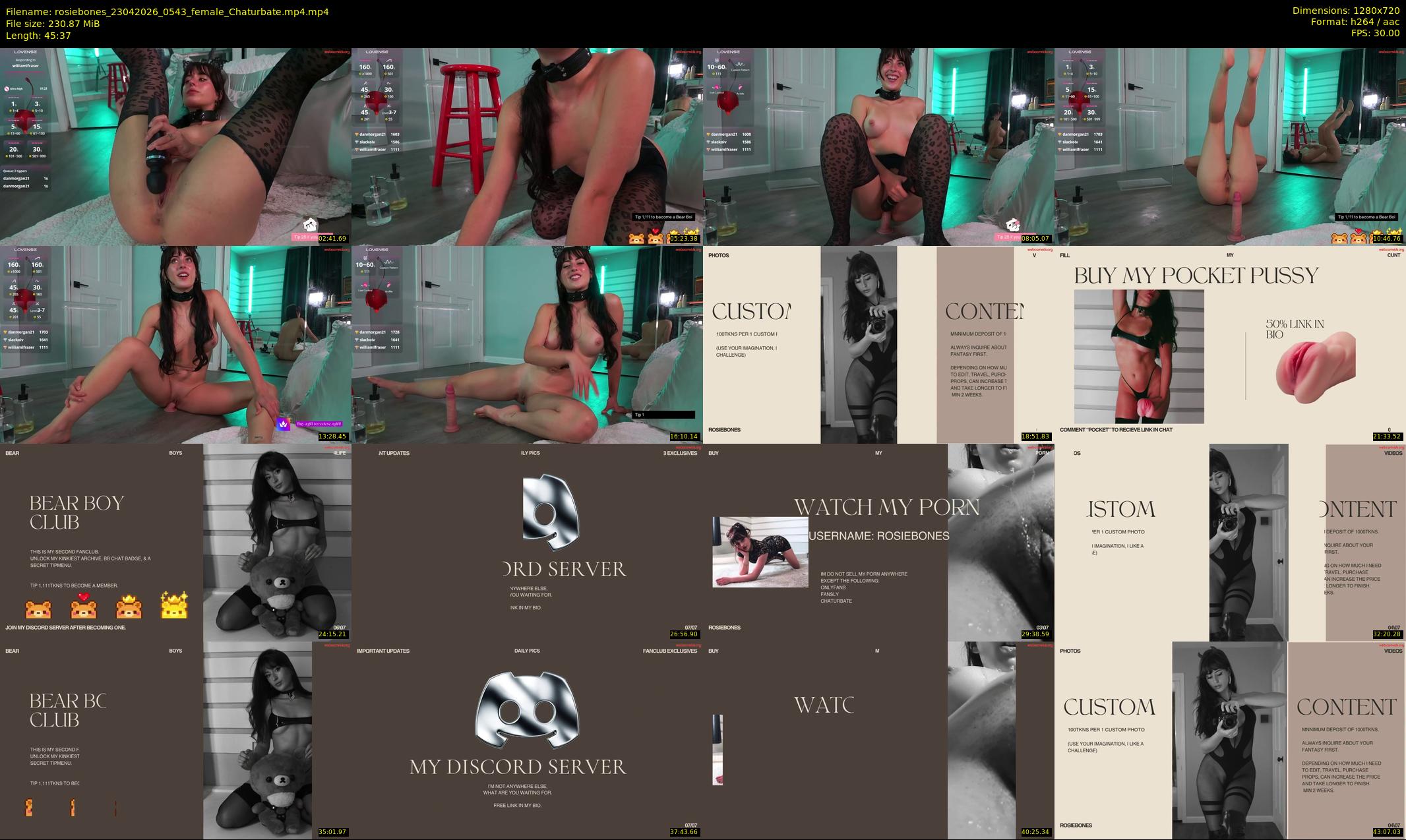 rosiebones — 46 minute Chaturbate female cam show recording, 720p, Apr 23, 2026