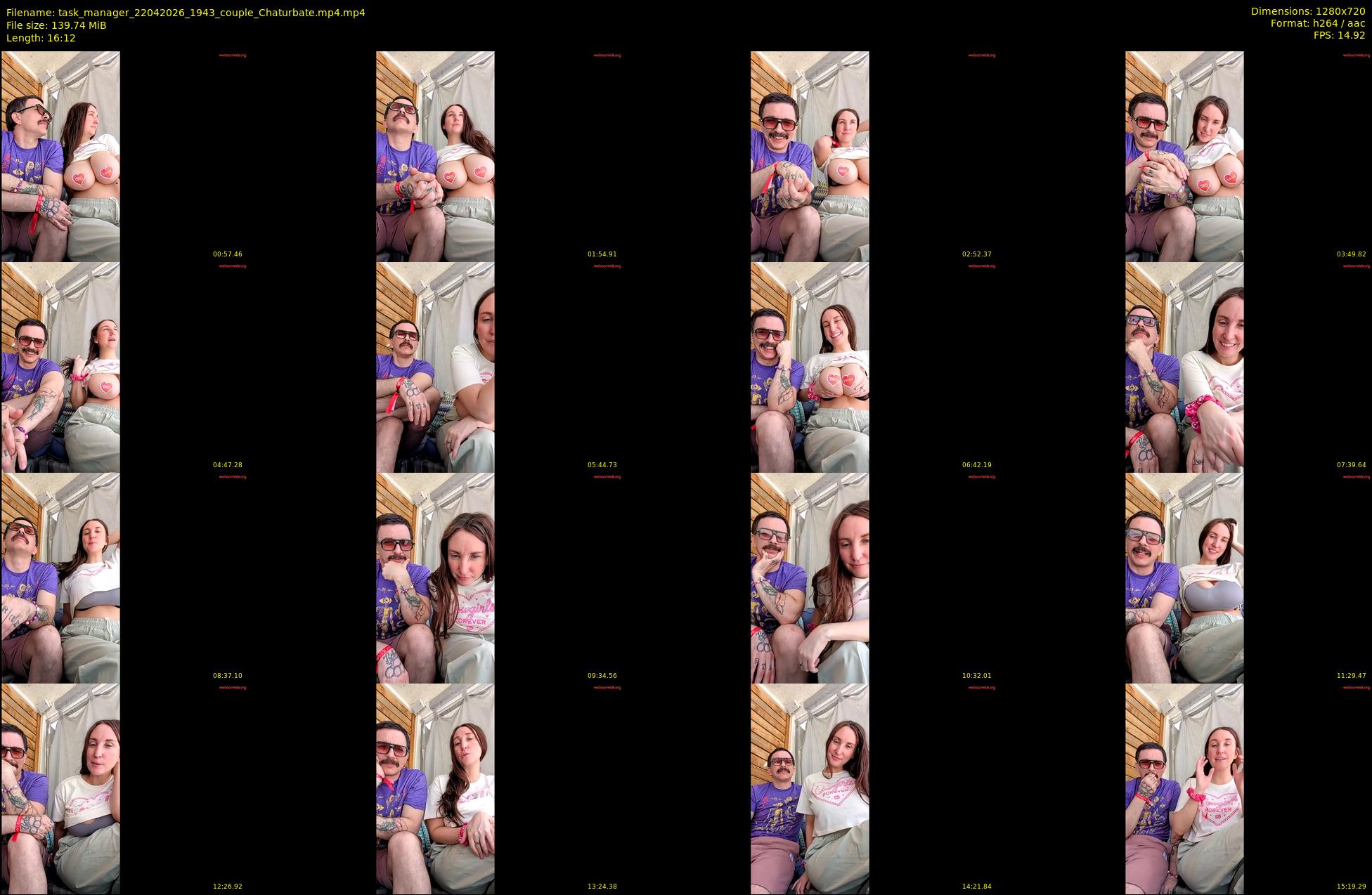 task_manager — 17 minute Chaturbate couple cam show recording, 720p, Apr 22, 2026