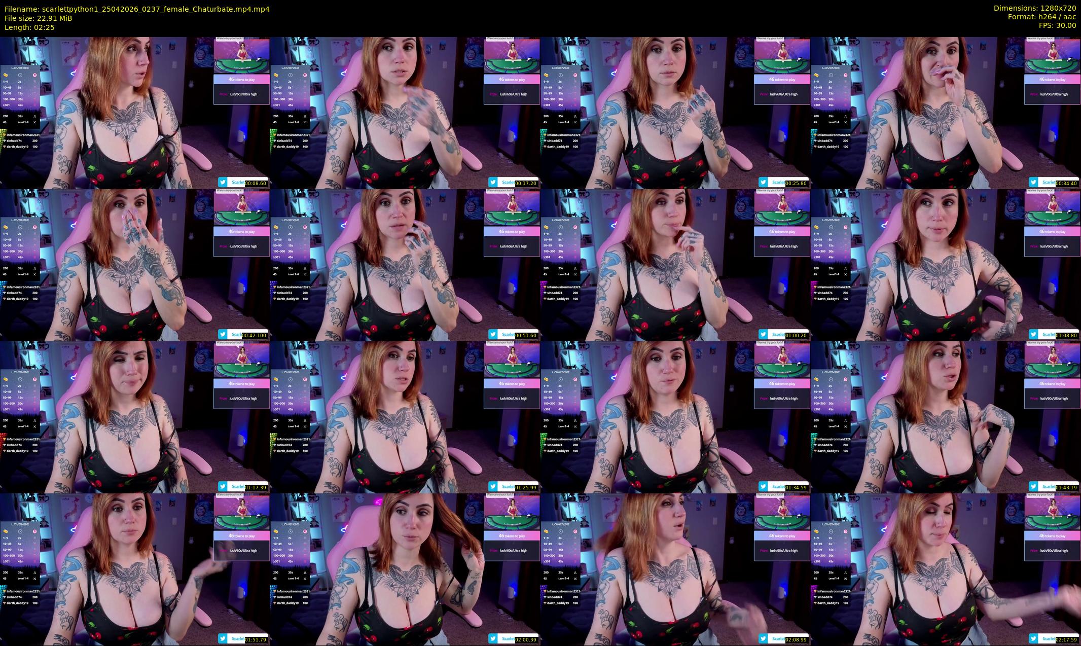 scarlettpython1 — 3 minute Chaturbate female cam show recording, 720p, Apr 25, 2026
