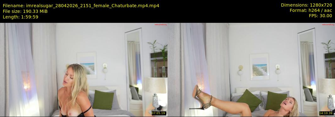 imrealsugar — 120 minute Chaturbate female cam show recording, 720p, Apr 28, 2026