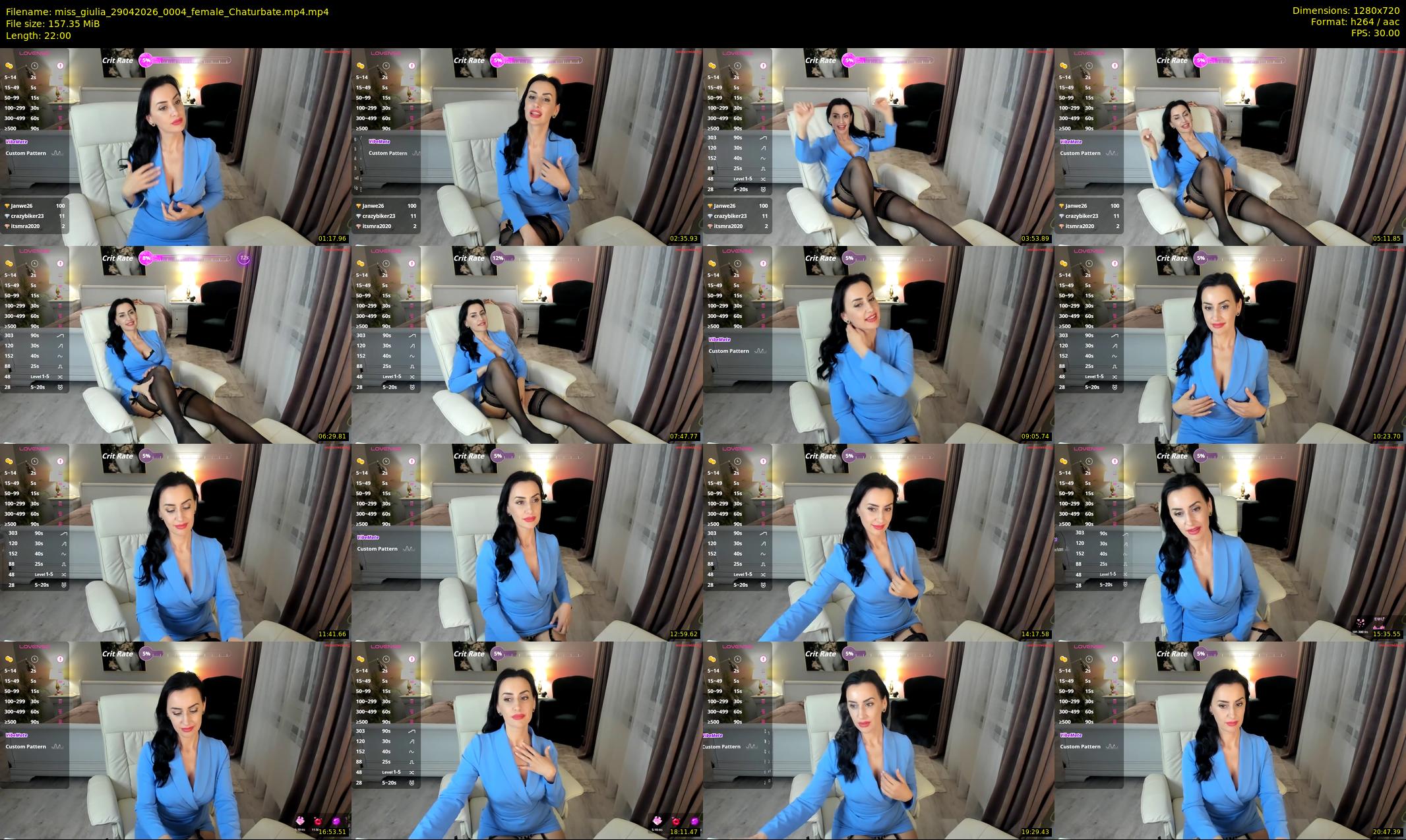 miss_giulia — 22 minute Chaturbate female cam show recording, 720p, Apr 29, 2026