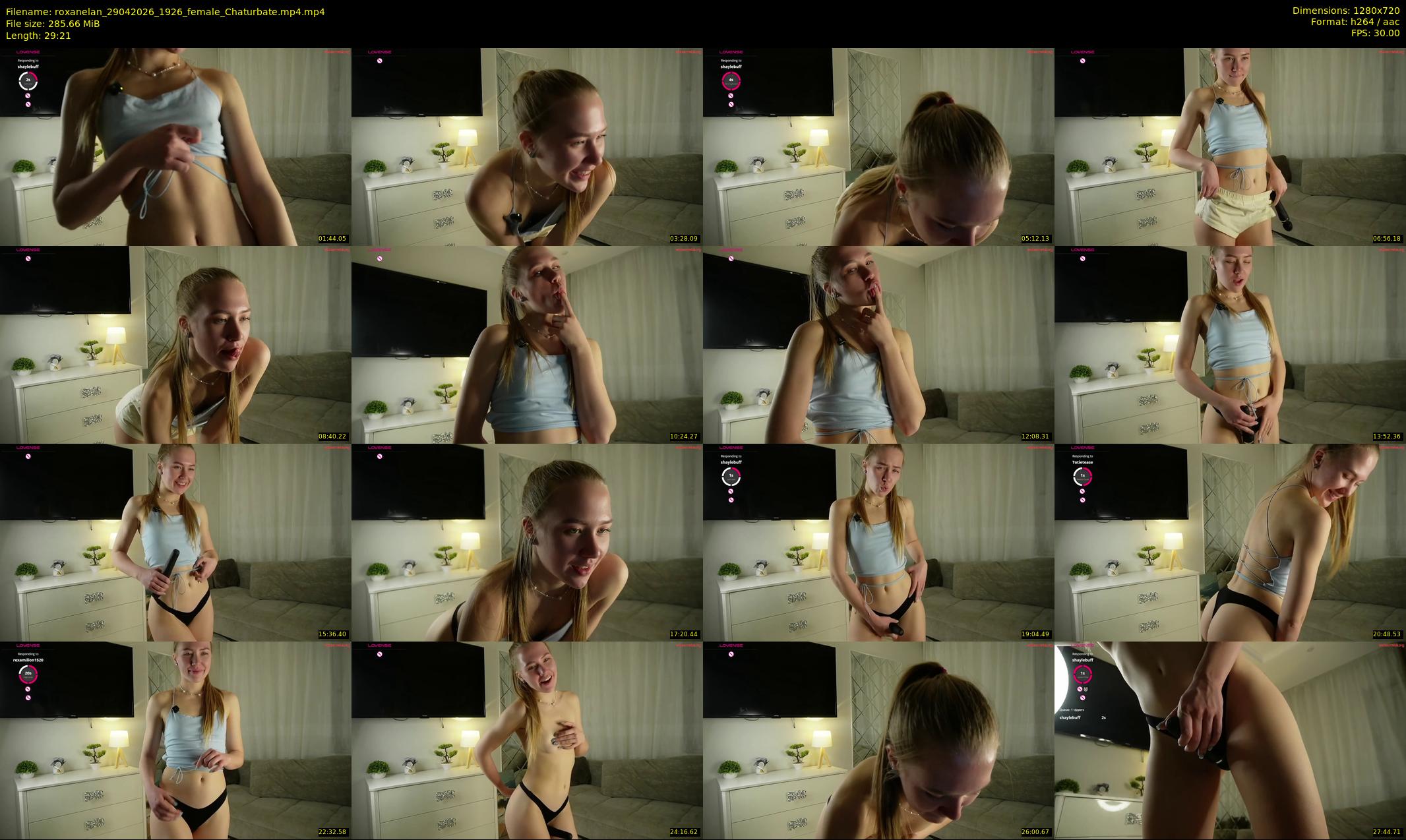 roxanelan — 30 minute Chaturbate female cam show recording, 720p, Apr 29, 2026