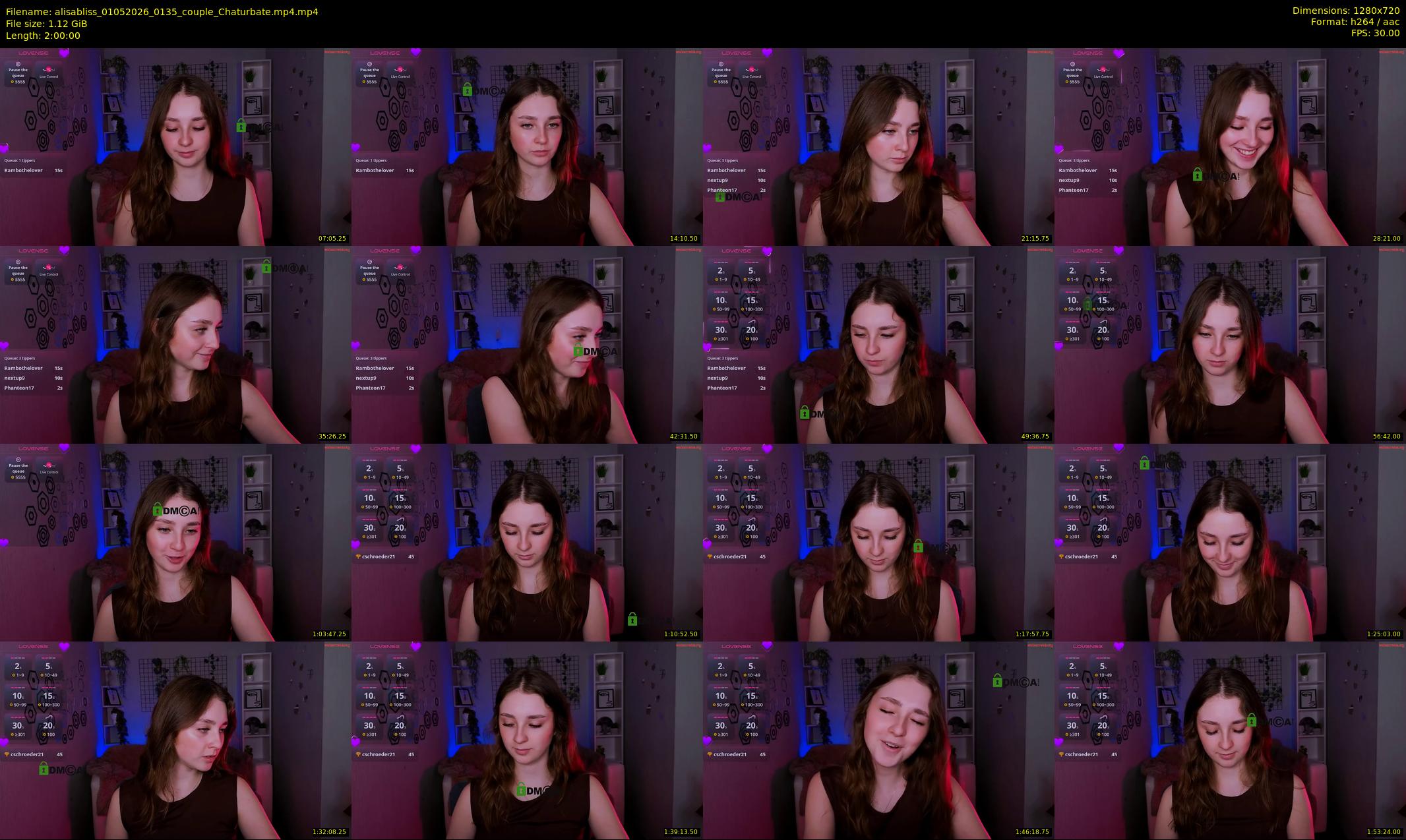 alisabliss — 120 minute Chaturbate female cam show recording, 720p, May 1, 2026