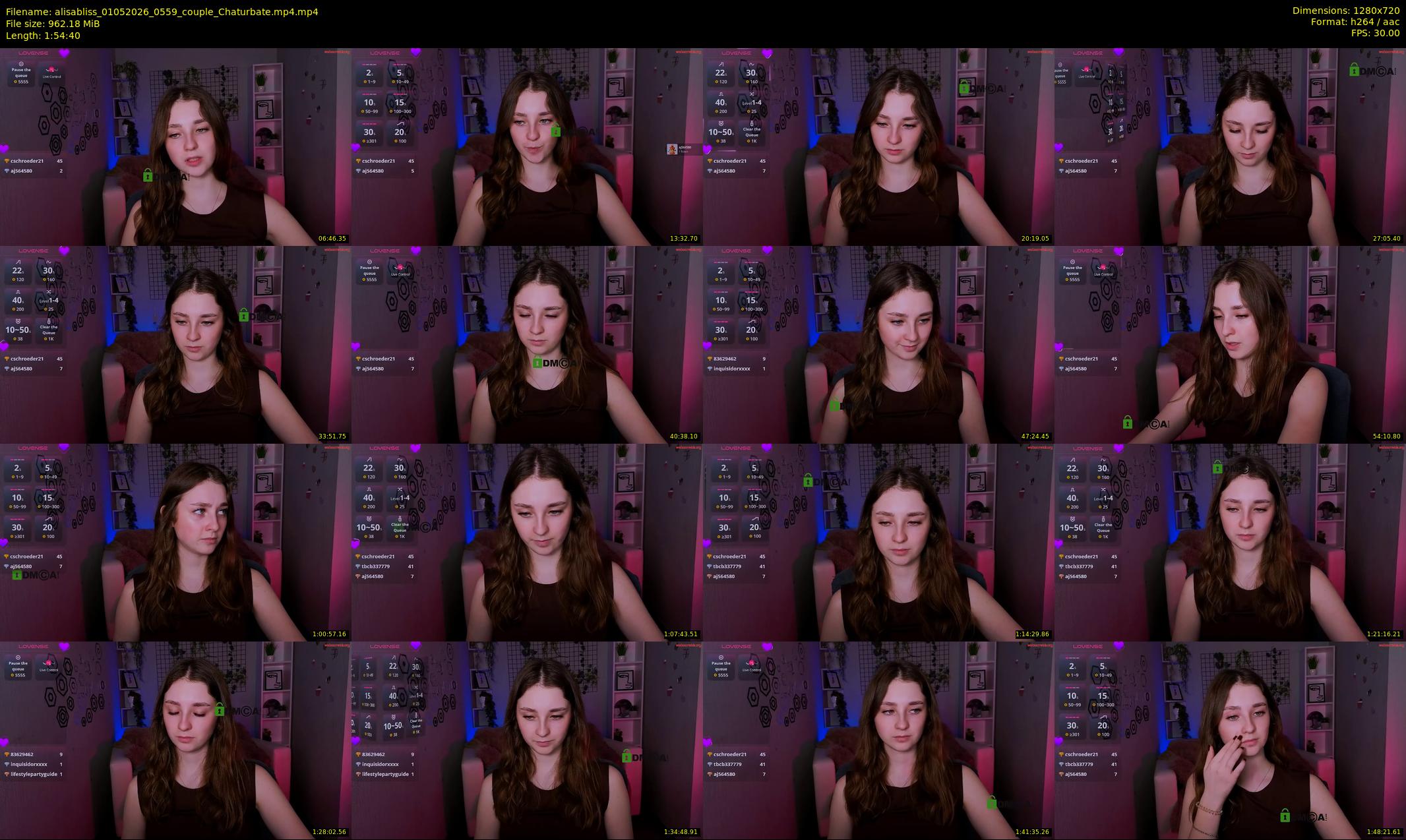 alisabliss — 115 minute Chaturbate female cam show recording, 720p, May 1, 2026