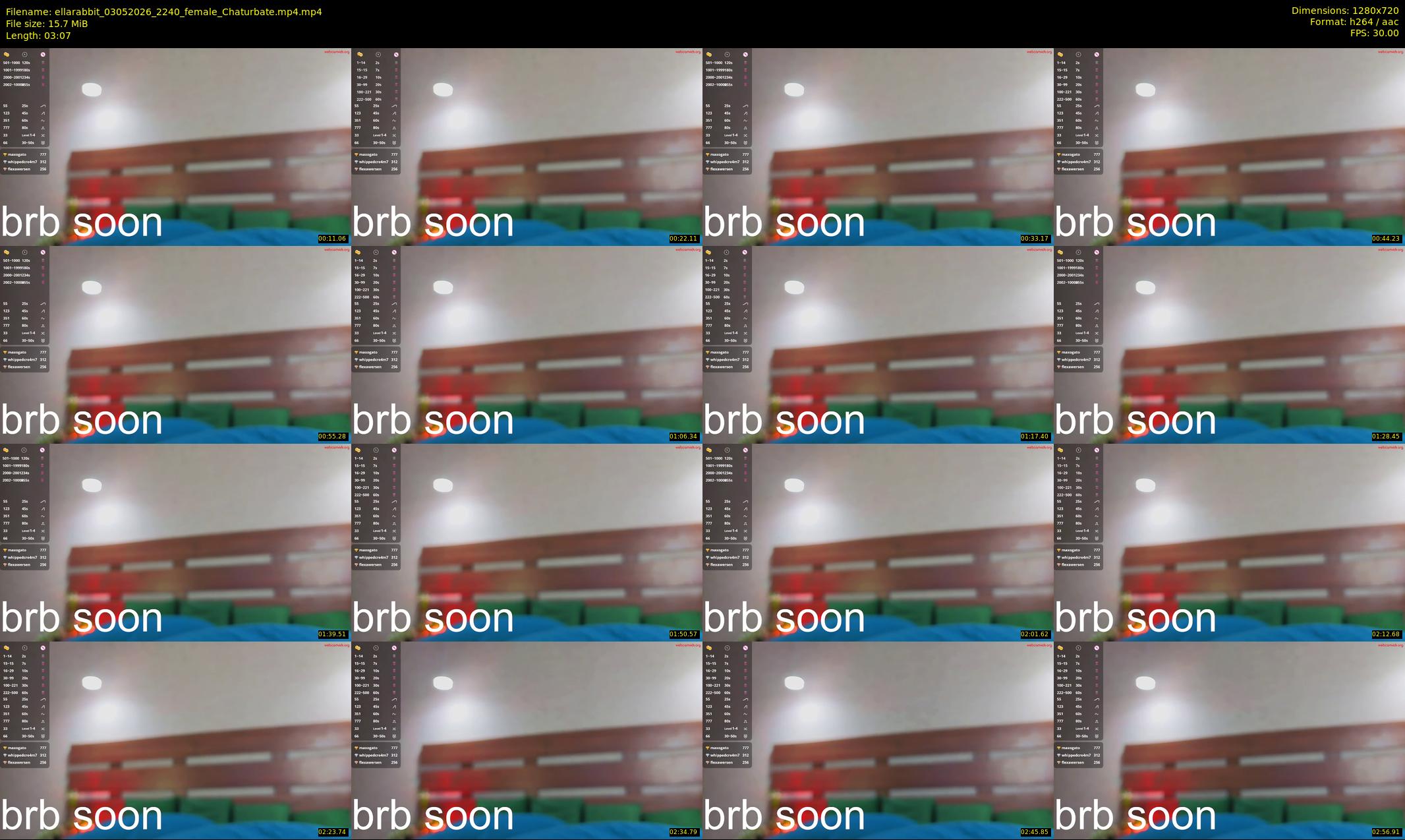 ellarabbit — 4 minute Chaturbate female cam show recording, 720p, May 3, 2026