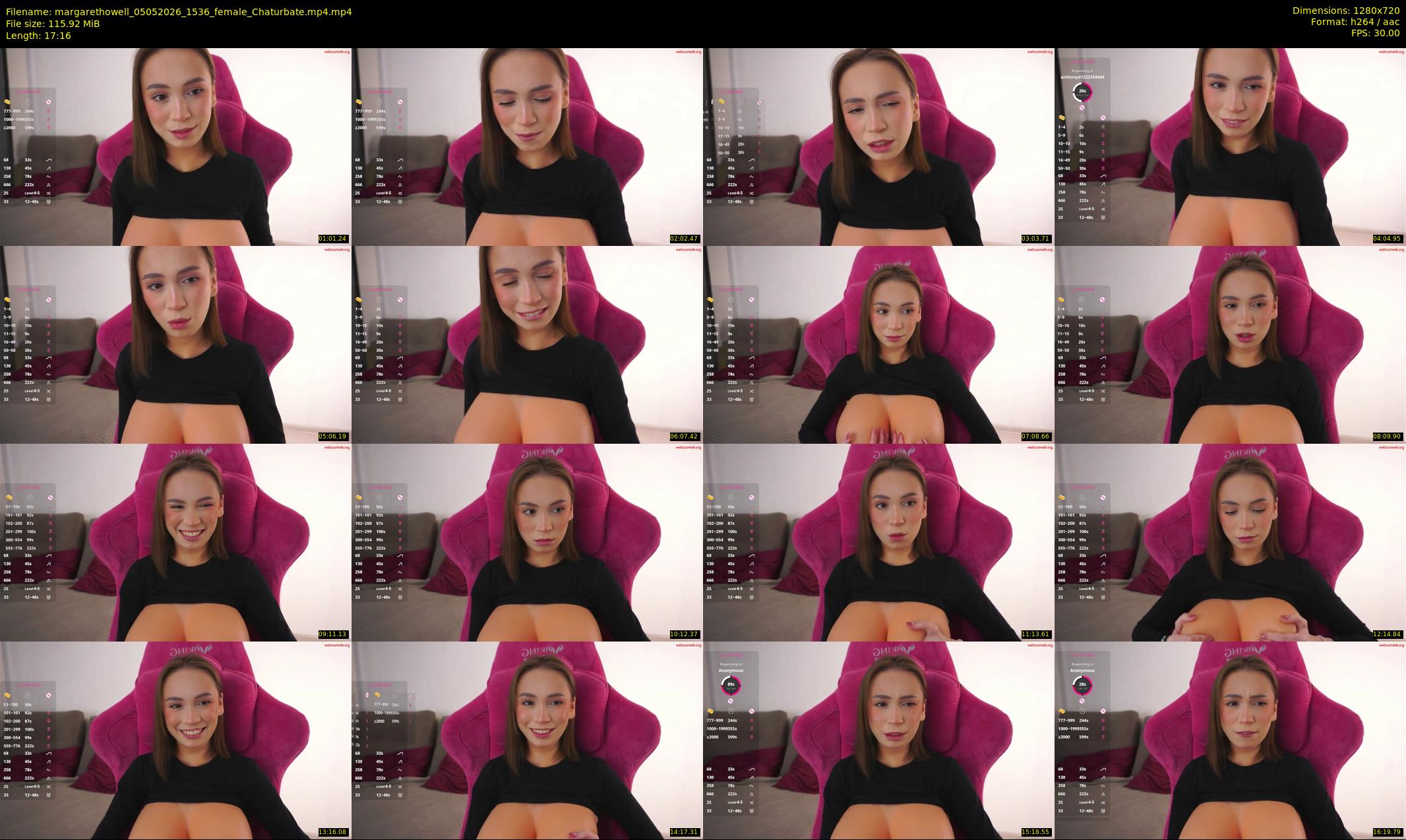 margarethowell — 18 minute Chaturbate female cam show recording, 720p, May 5, 2026