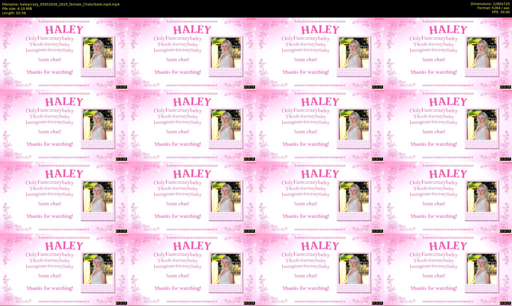 haleycrazy — 3 minute Chaturbate female cam show recording, 720p, May 5, 2026