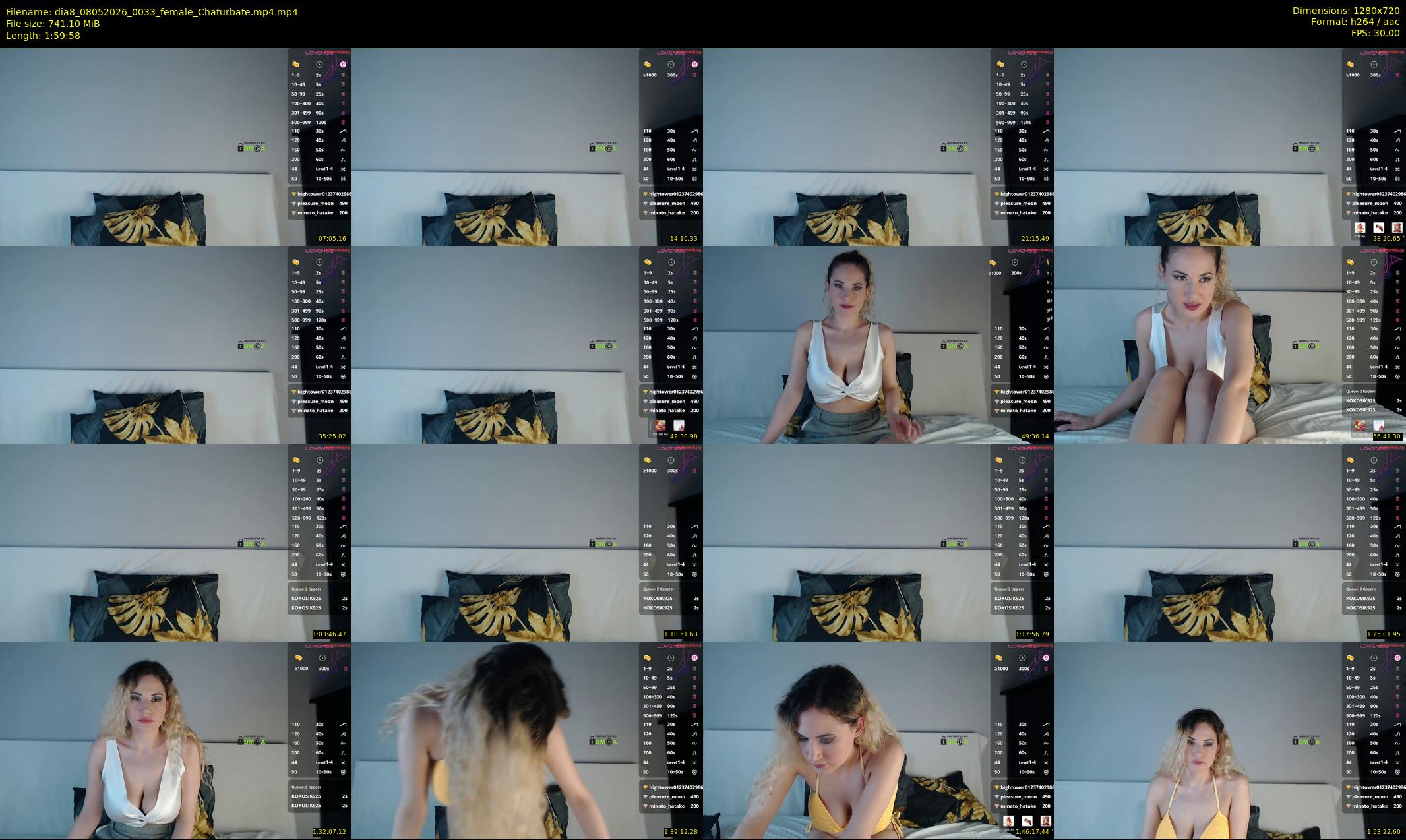 dia8 — 120 minute Chaturbate female cam show recording, 720p, May 8, 2026