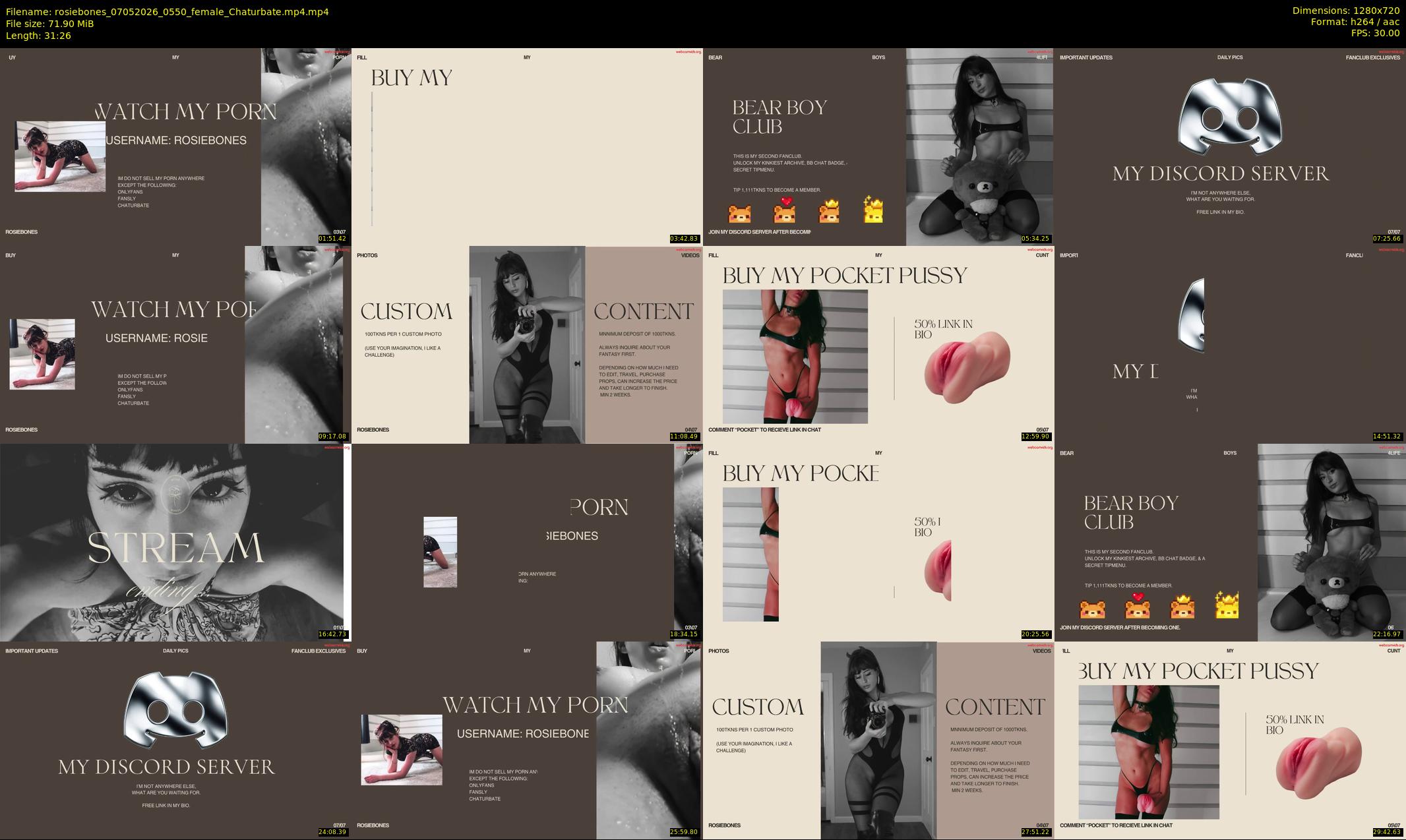 rosiebones — 32 minute Chaturbate female cam show recording, 720p, May 7, 2026