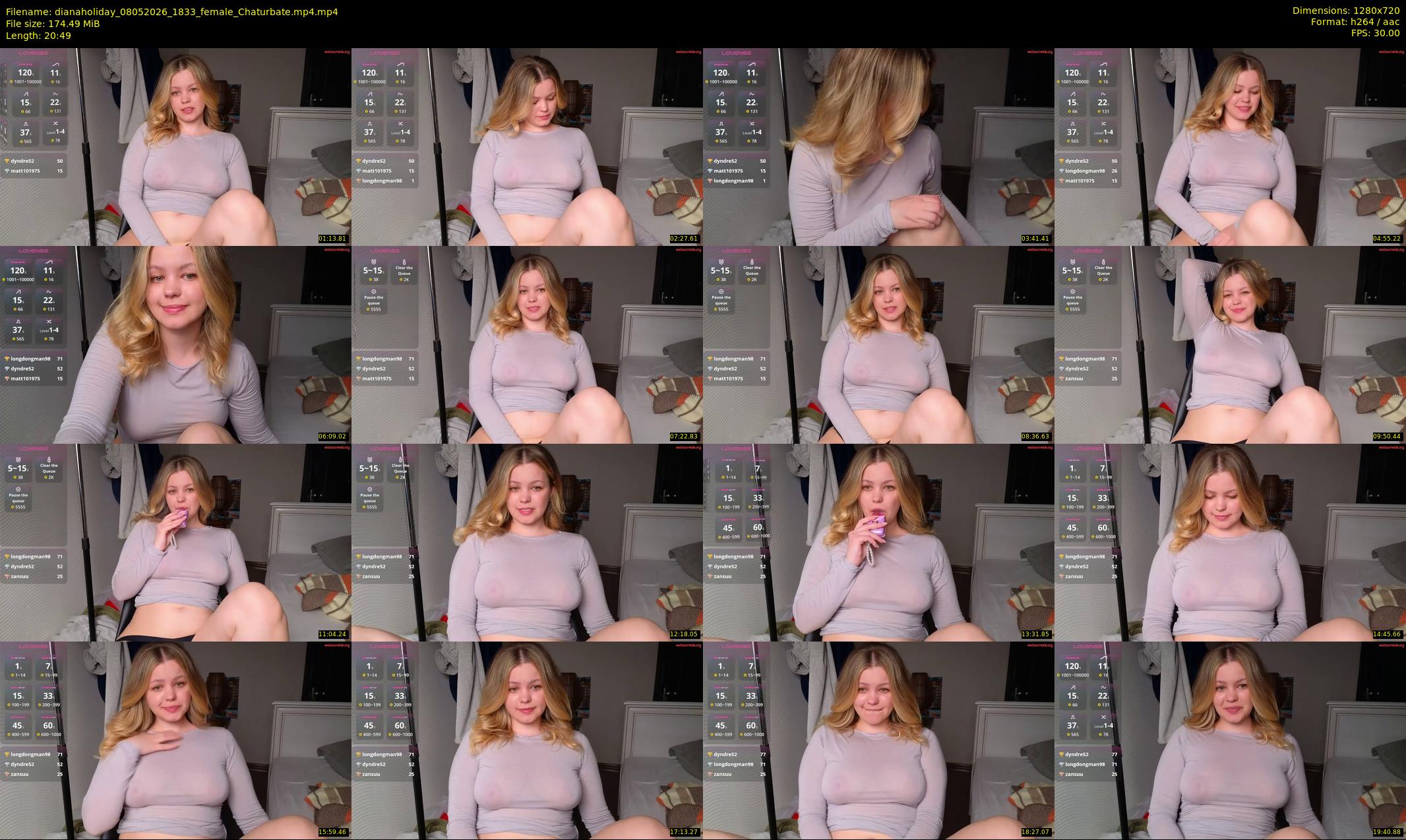 dianaholiday — 21 minute Chaturbate female cam show recording, 720p, May 8, 2026