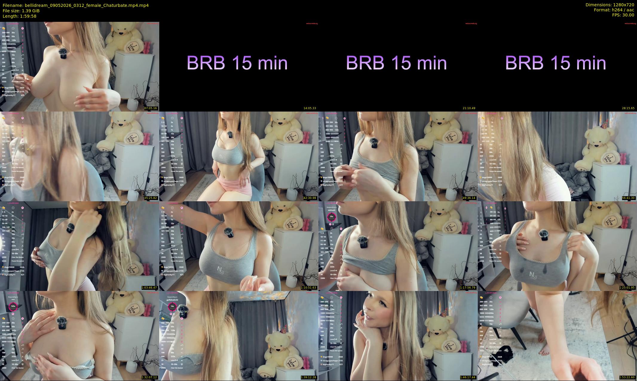 bellidream — 120 minute Chaturbate female cam show recording, 720p, May 9, 2026