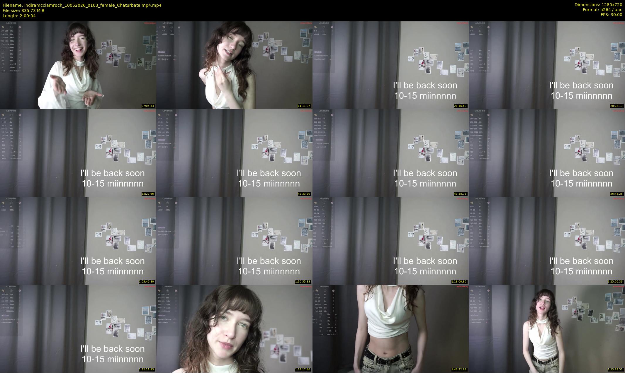 indiramcclamroch — 121 minute Chaturbate female cam show recording, 720p, May 10, 2026