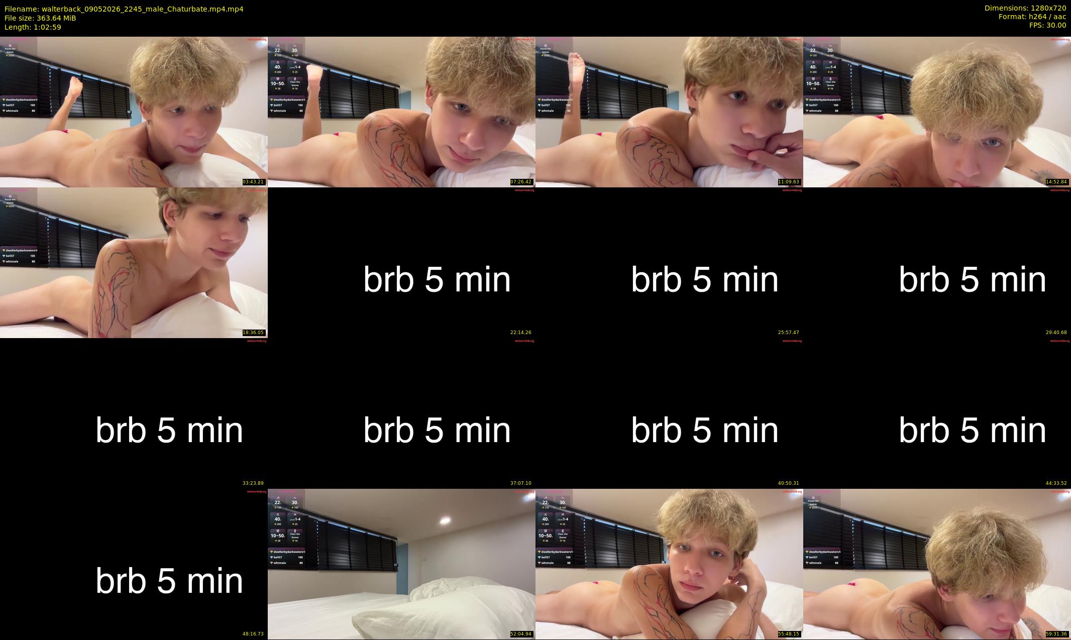 walterback — 63 minute Chaturbate male cam show recording, 720p, May 9, 2026